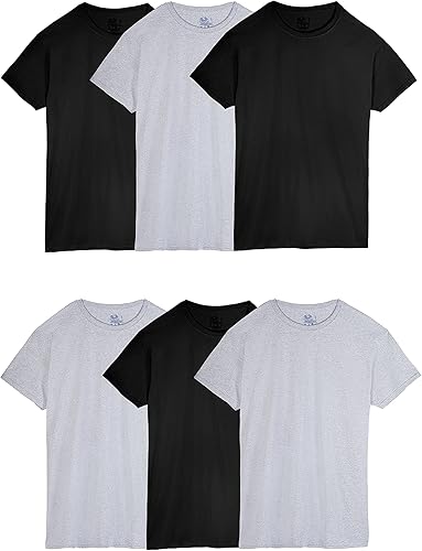 Fruit of the Loom - Camiseta de algodón Eversoft con cuello redondo para hombre, diseño se mantiene en su lugar