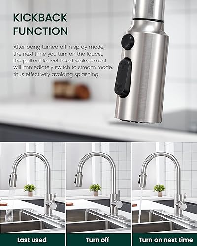 Miniatura 4 de Reemplazo de cabezal rociador de grifo de cocina, reemplazo de cabezal de grifo extraíble con 15 adaptadores, boquilla rociadora de 3 funciones para