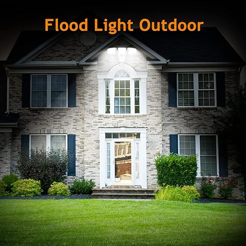 Miniatura 3 de HGGH Paquete de 2 luces de inundación para exteriores, luces de seguridad superbrillantes de 3500 lm controladas por interruptor, 3 cabezales