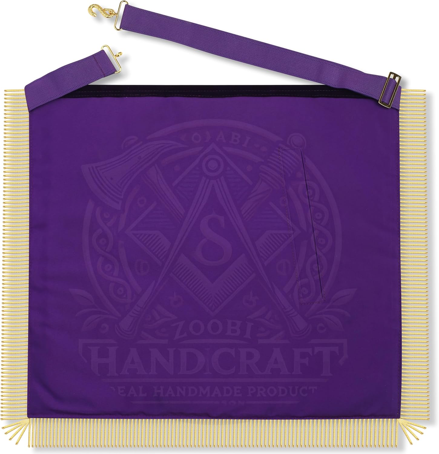 Masonic Regalia Deputy Grand Master Purple Apron Set - Handmade Lambskin Apron with Velvet Chain Collar/DEP GRAND MASTER JEWEL & Bullion Wire Cuff