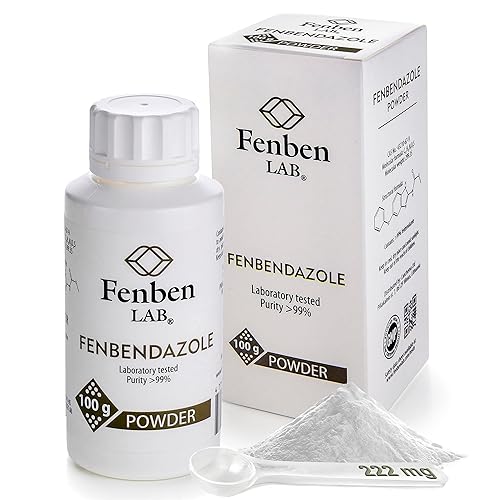 Fenben LAB Fenbendazol 100 g 35 oz en polvo pureza 99 cuchara medidora de 222 mg en el interior certificado probado en laboratorio de terceros