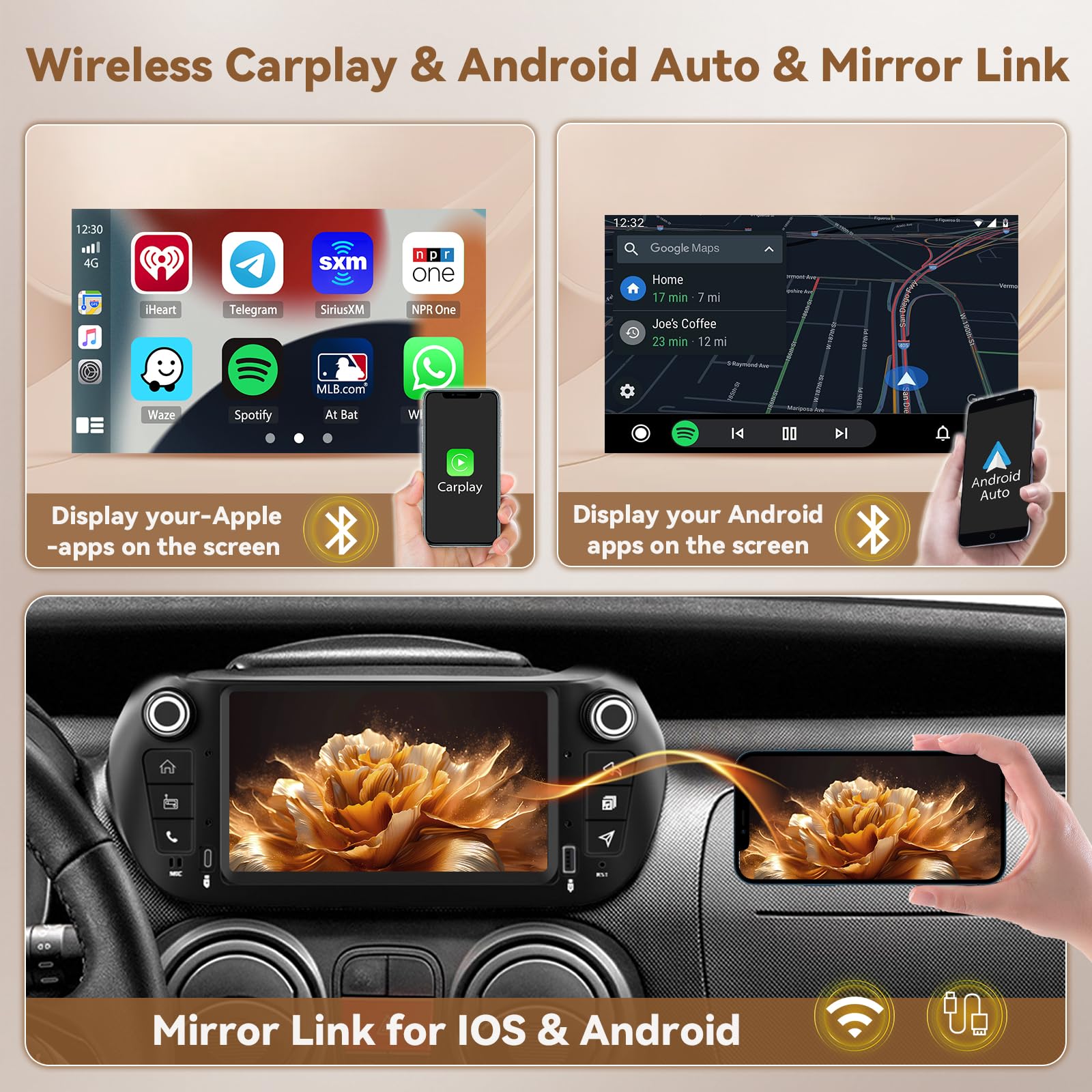 Hikity 4G+128G Android 15 Autoradio 7" pour Fiat Fiorino CarPlay