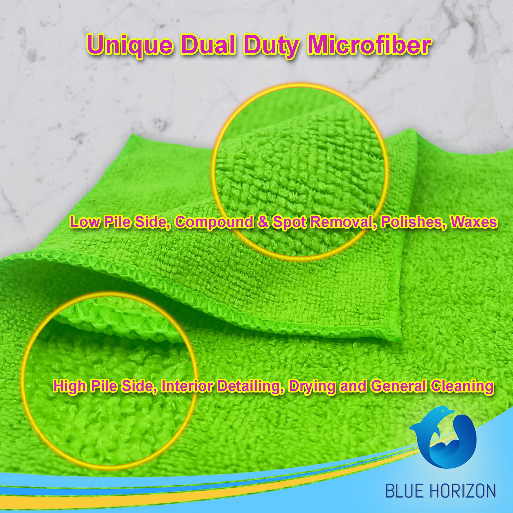 Blue Horizon Microfiber Cleaning Towels Pack of 24 Ultra Soft Plush Washcloth All Purpose Premium Microfiber Detailing Cleaning — view 6