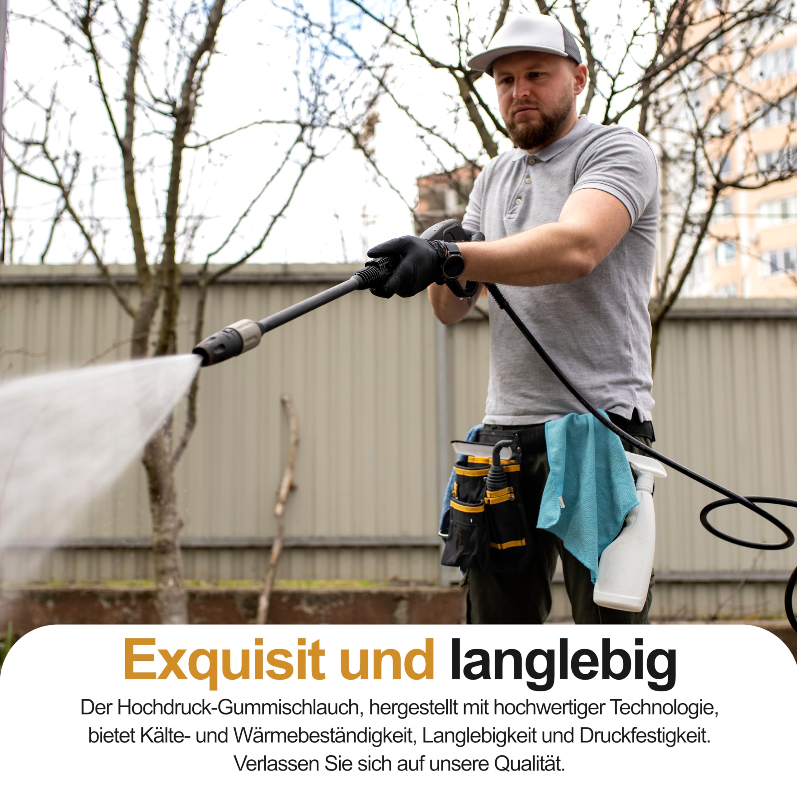 Tubo ad alta pressione per Kärcher come 6.390-463.0 6.390-463 63904630 CPE HDR – Connettore nipplo 10 mm: filettatura interna M22 x 1,5 – Fino a 60 °C e 160 bar – Dimensioni a scelta (lunghezza, 15