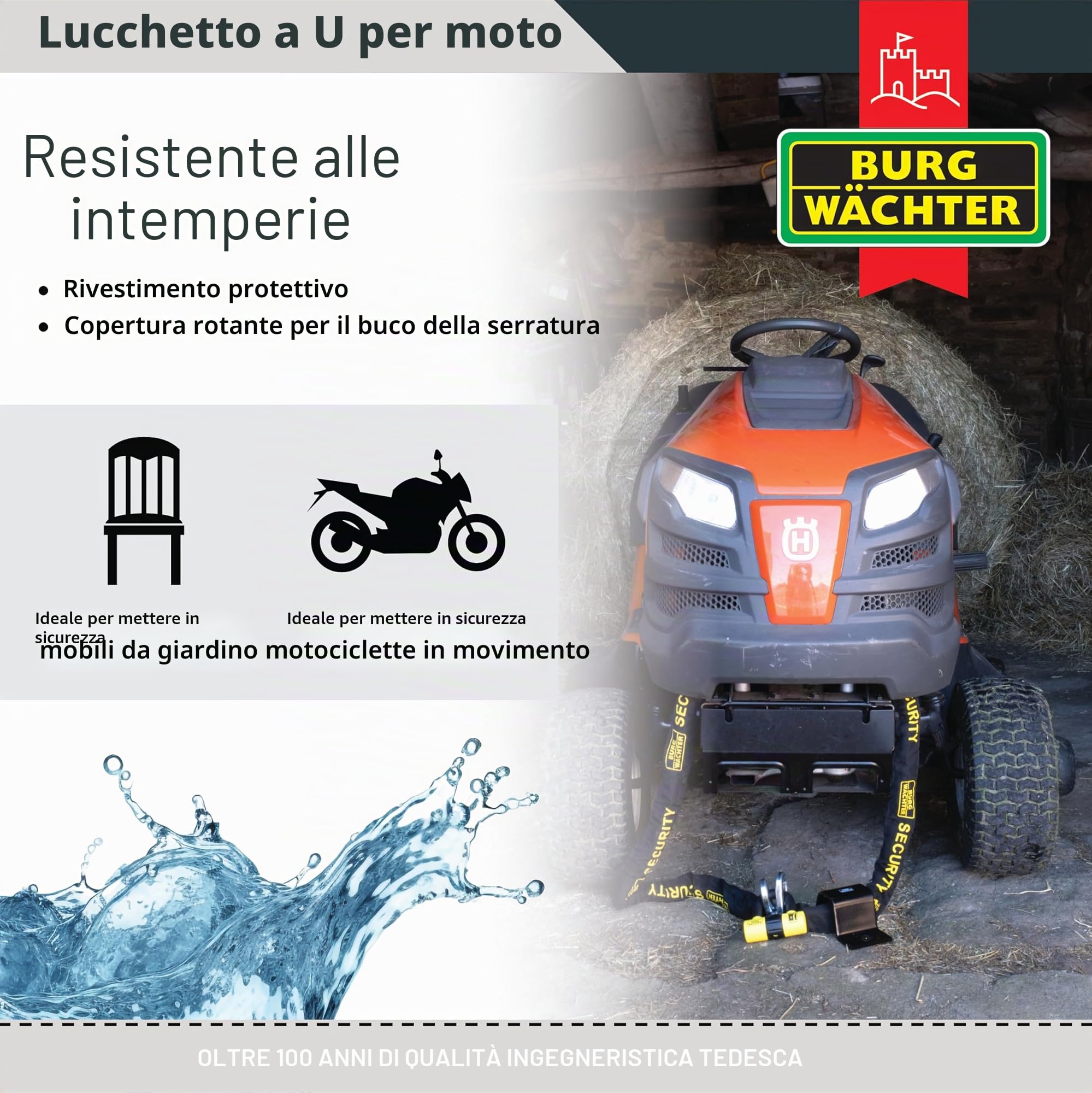 Burg-Wächter 100D Y venduto sicuro oro moto, singolo U Lock