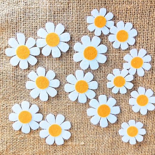 Felt Daisy Embellishments Pack of 25 1.4x2 Inch