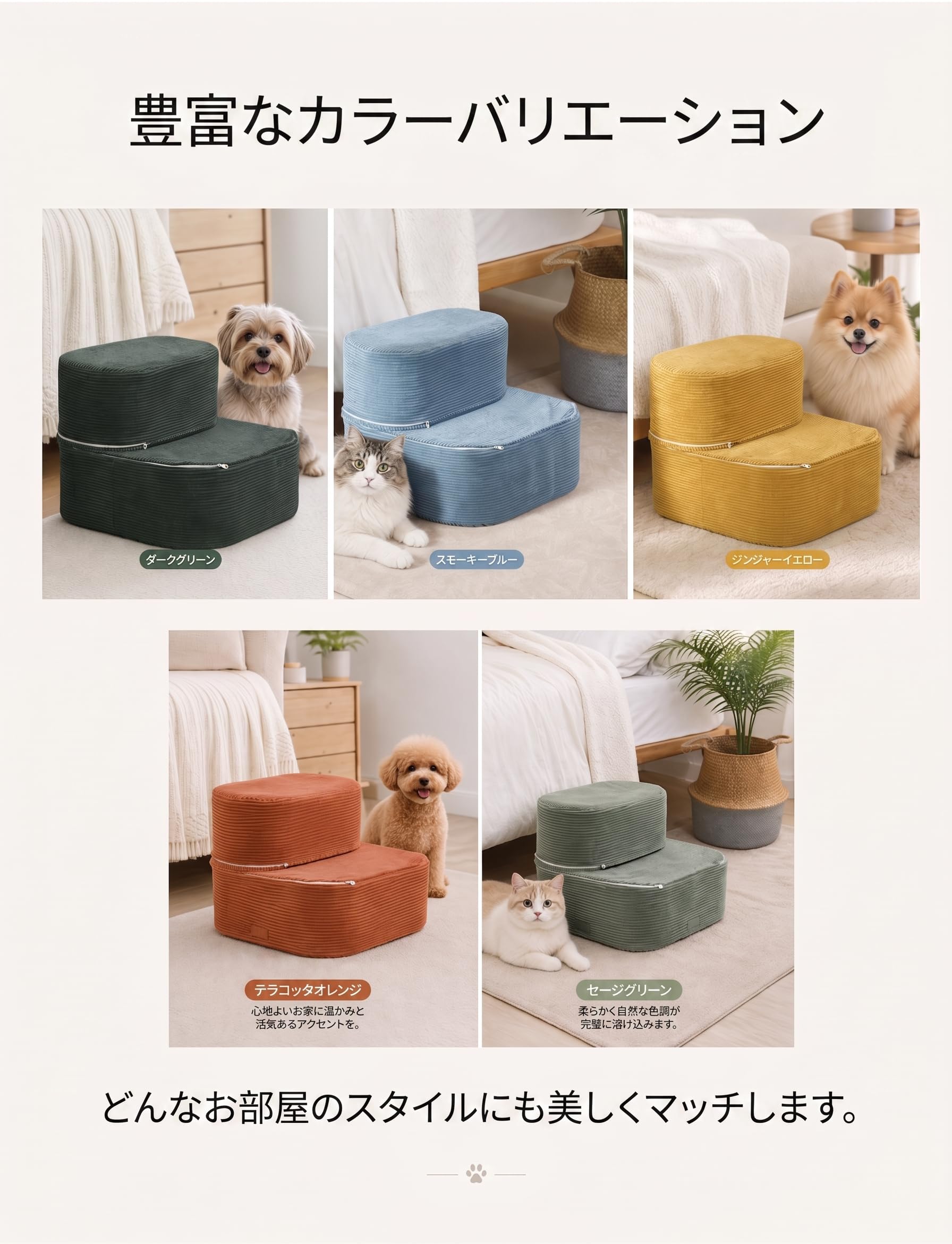 Amazon | TEXSTEAD 犬 階段｜2階段折りたたみ式 イエロー｜滑り止め