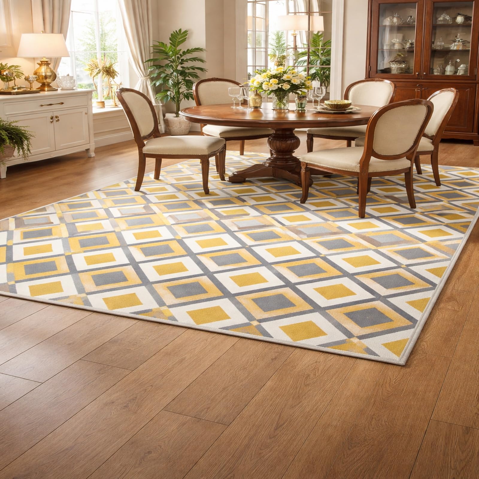 Tapis geometric yellow résout le problème des sols froids et glissants