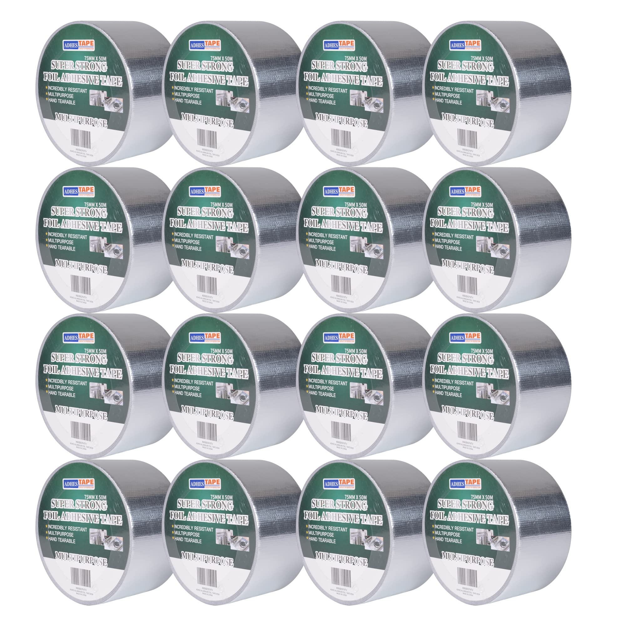ADHES Professional Glass Fiber Aluminum Foil Tape 75MM X 50M,16rolls — image 1
