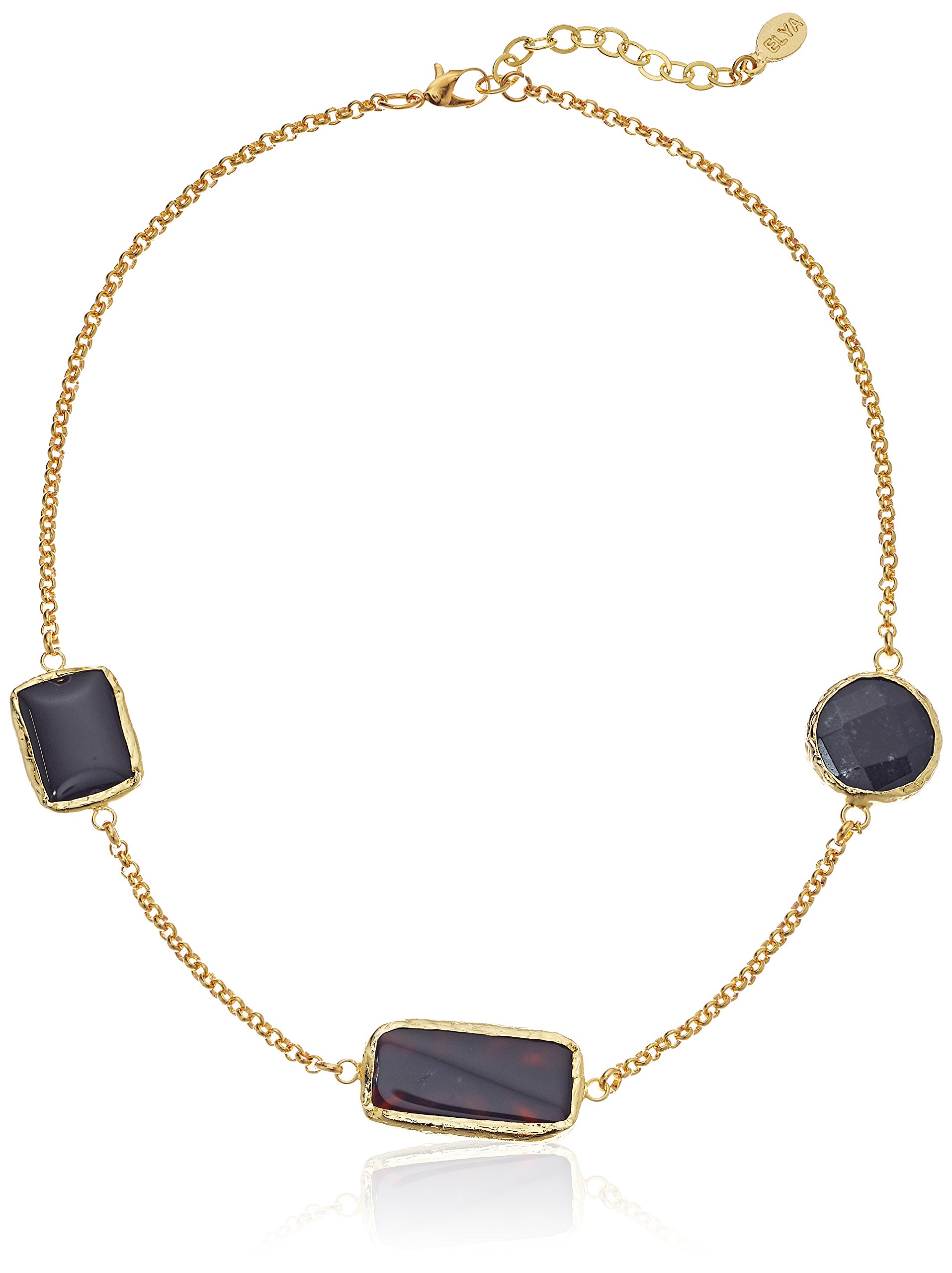ELYA JewelryWomens Gold IP Black Onyx Necklace