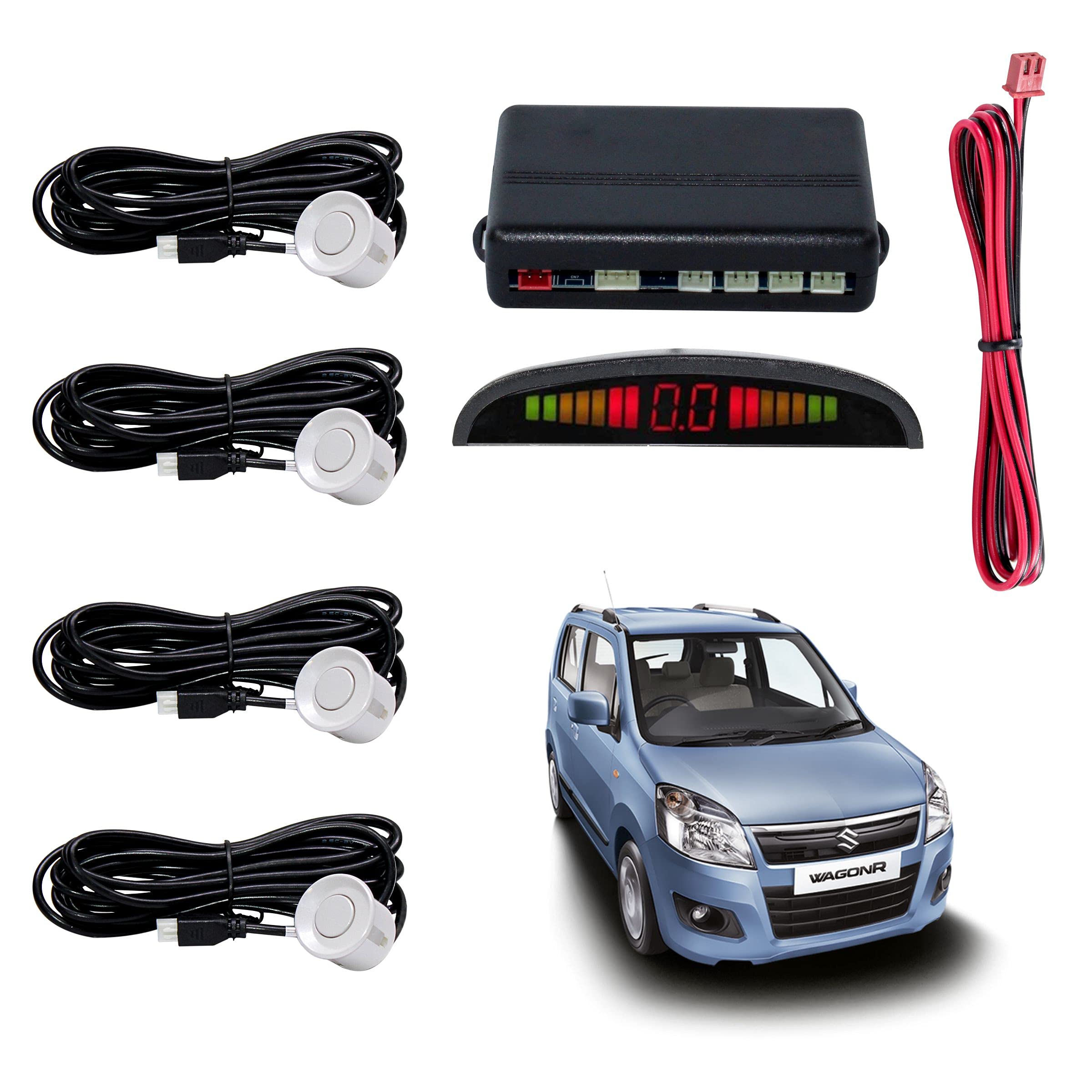 Asryd Car Reverse Parking Sensor with LED Display 4 Sensor Reverse Parking Auto Radar Detectors For Maruti Suzuki Wagon R EV (White)-picture-33