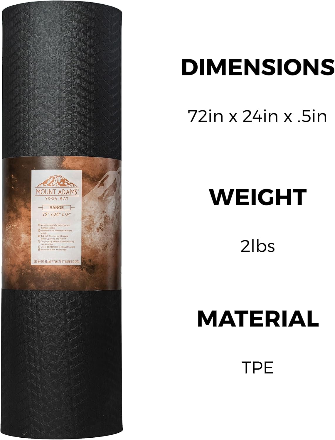 Mount Adams Range 1/2" Thick Exercise Mat (with OR without Grommets) (4 Pk) - Ultra-Cushioned TPE, Soft & Supportive, Slip-Resistant for Yoga, Stretching, Workout, Home, Gym, Studio - 72" x 24" x 13mm