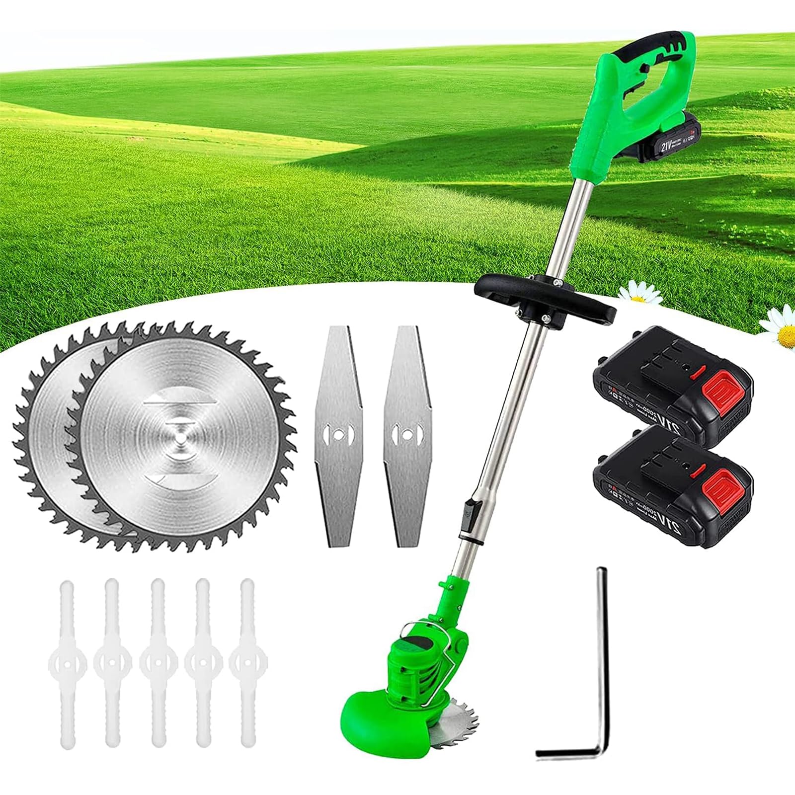 Cortacésped, Cortacésped eléctrico, Desbrozadora con Cable de 24 V para Eliminar Malas Hierbas de árboles y macizos de Flores, Cortadora de césped para Tierras agrícolas