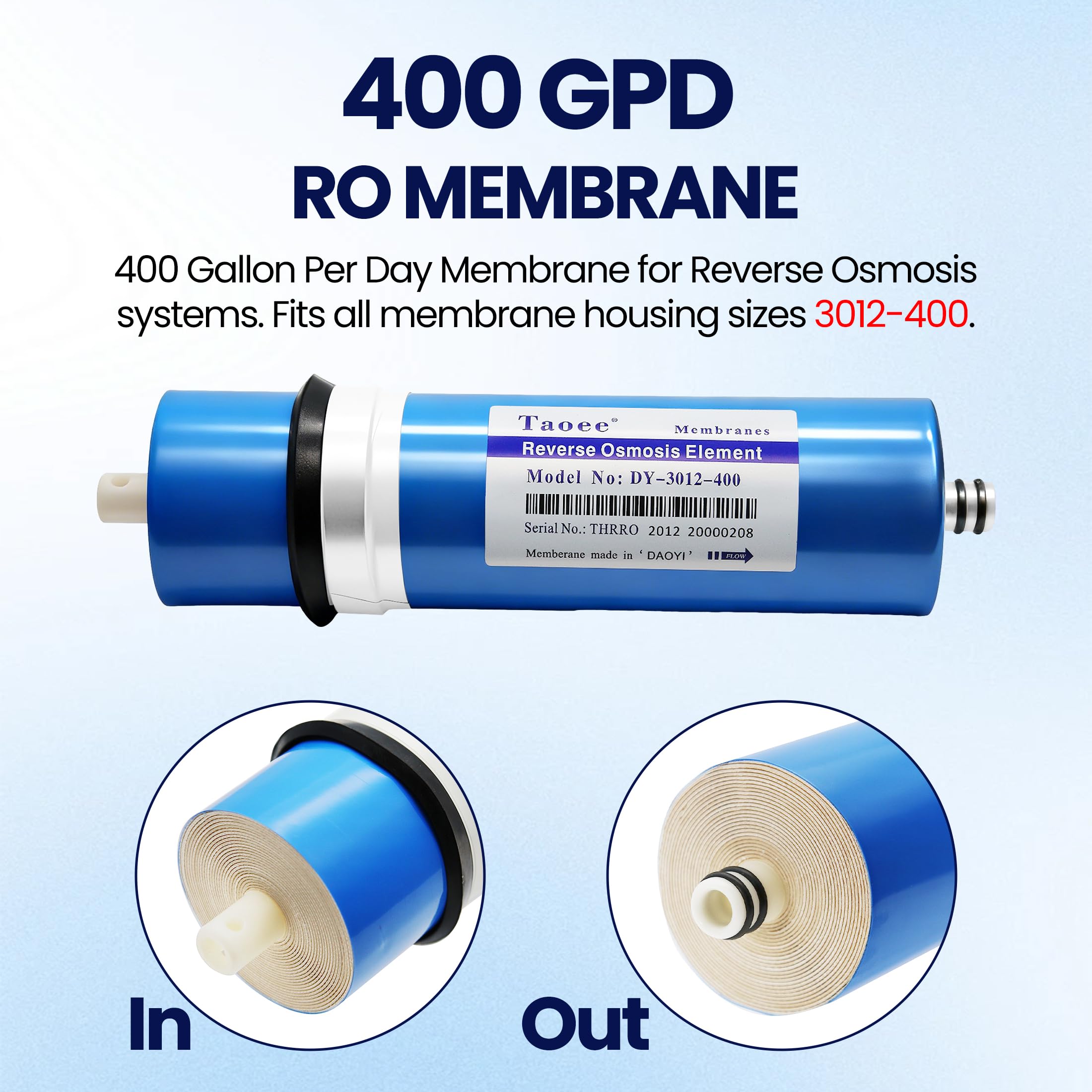 Umkehrosmose 3012–400G Membran Wasserfilter Kartuschen Ersatz 400 GPD RO Membrane Wasserfilter System