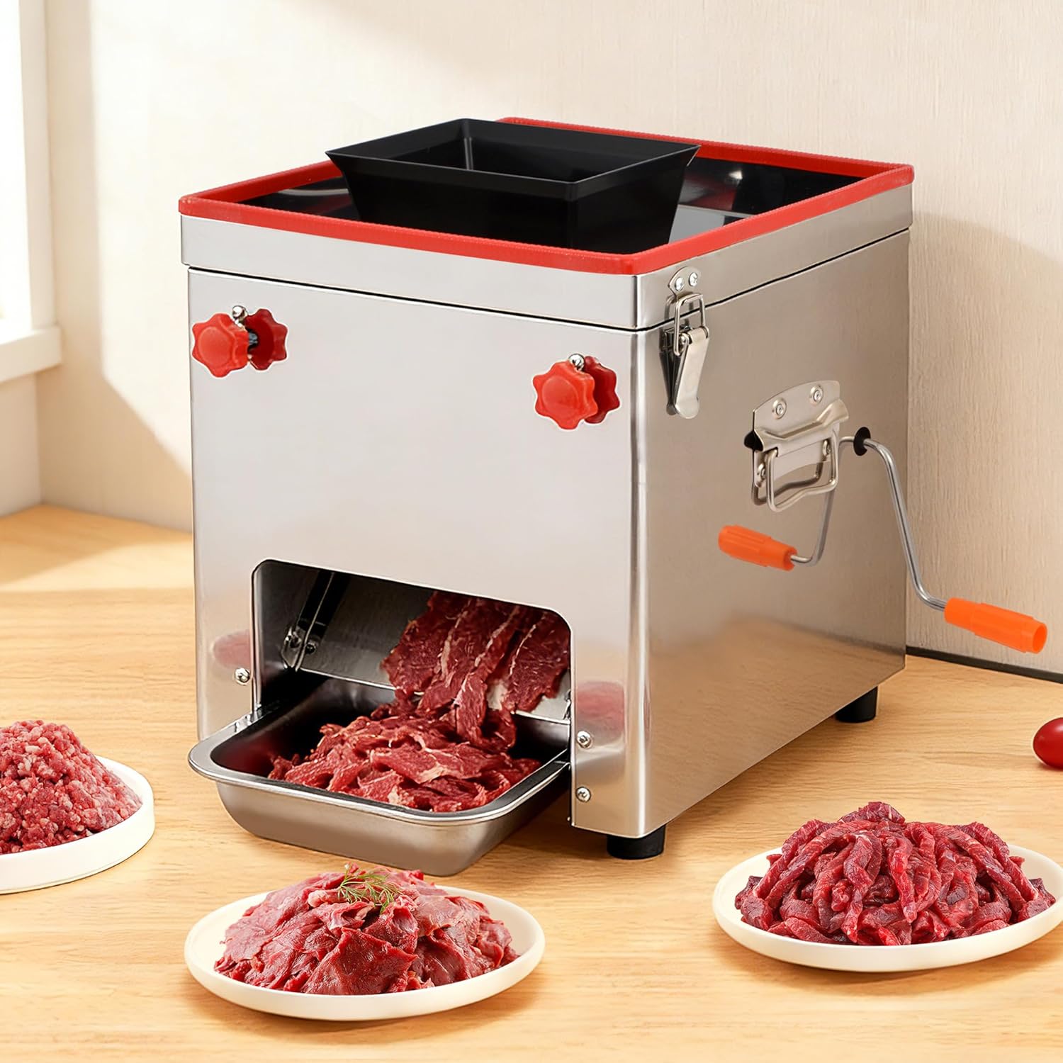 Meat Cutter Machine,850W Meat Slicer,Commercial 5mm Electric Meat Slicer Shredded Cutting Machine, Stainless Steel 330lb/h,Meat Cutter with Detachable Blade for Boneless Pork Chicken Fish.
