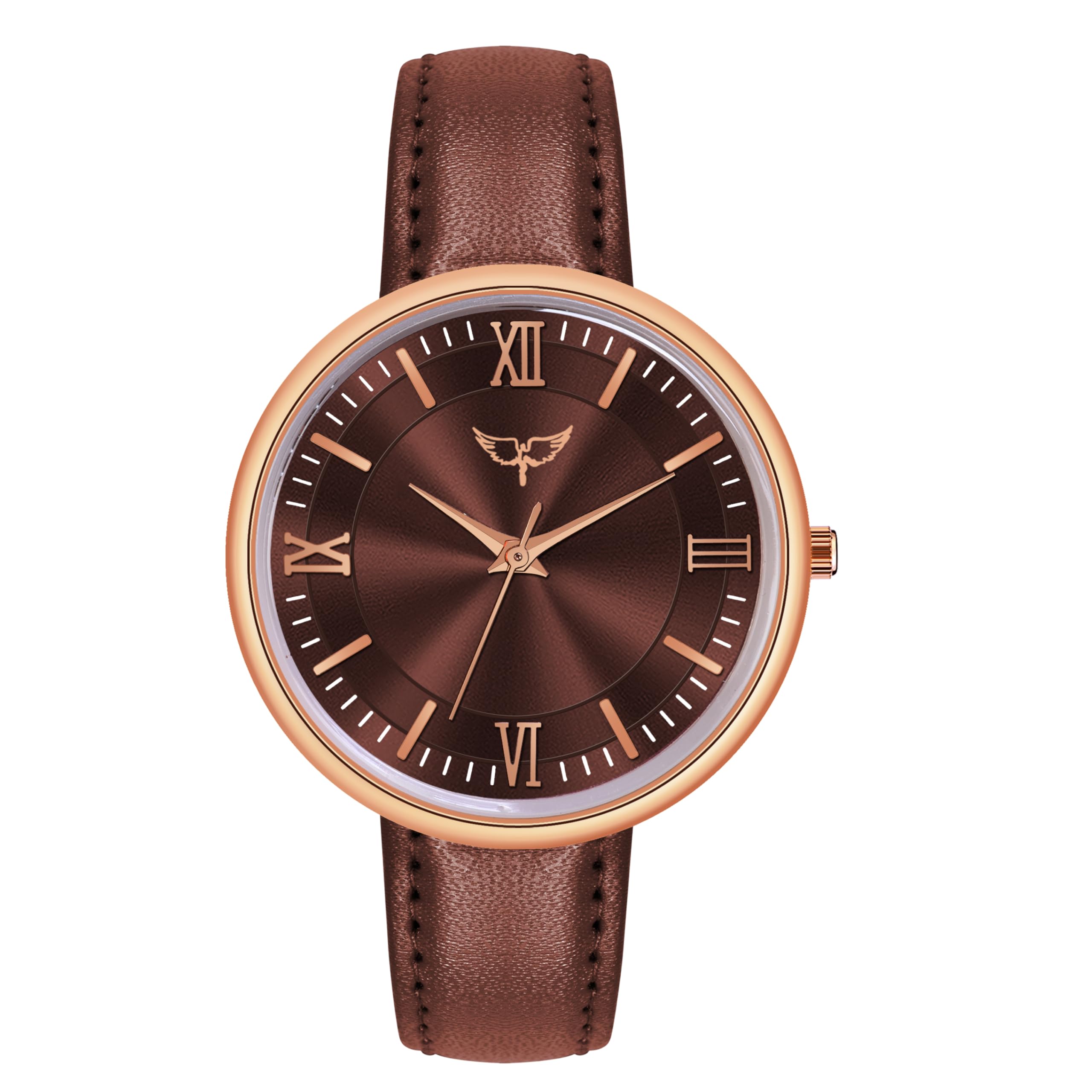 Quartz Analog Champagne Dial Watches for Women with Premium Leather Strap-image-13