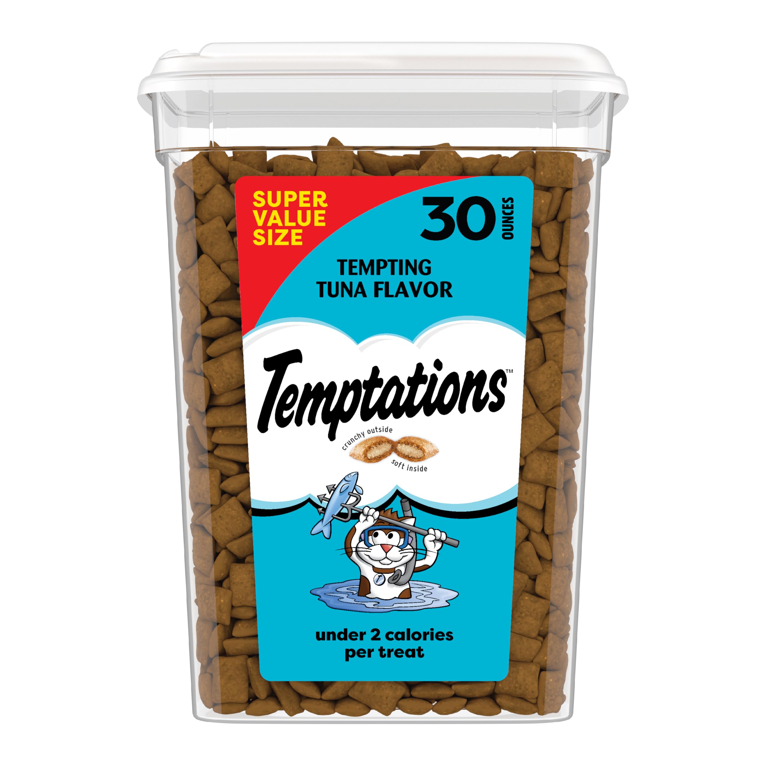 Classic Crunchy and Soft Cat Treats Tempting Tuna Flavor, 30 oz. Tub