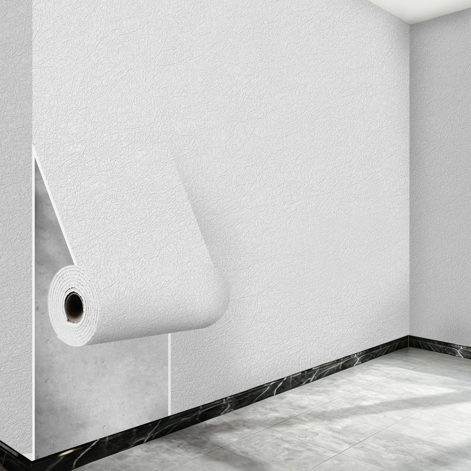 Anttyscar 4Roll Stripe White Thicken Self Adhesive Wallpaper 3D Thermal Insulating Peel and Stick Wallpaper Thermal Insulating Wall Panels Stick On Wall Covering Kitchen Removable Furniture Sticker — image 1
