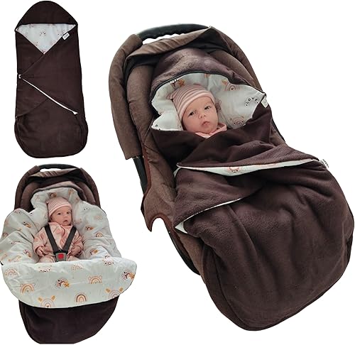 Miniatura 8 de Mantas de asiento de automóvil para bebés, saco para bebé, manta para envolver para asiento de automóvil, bolsa de banderines para cochecito para