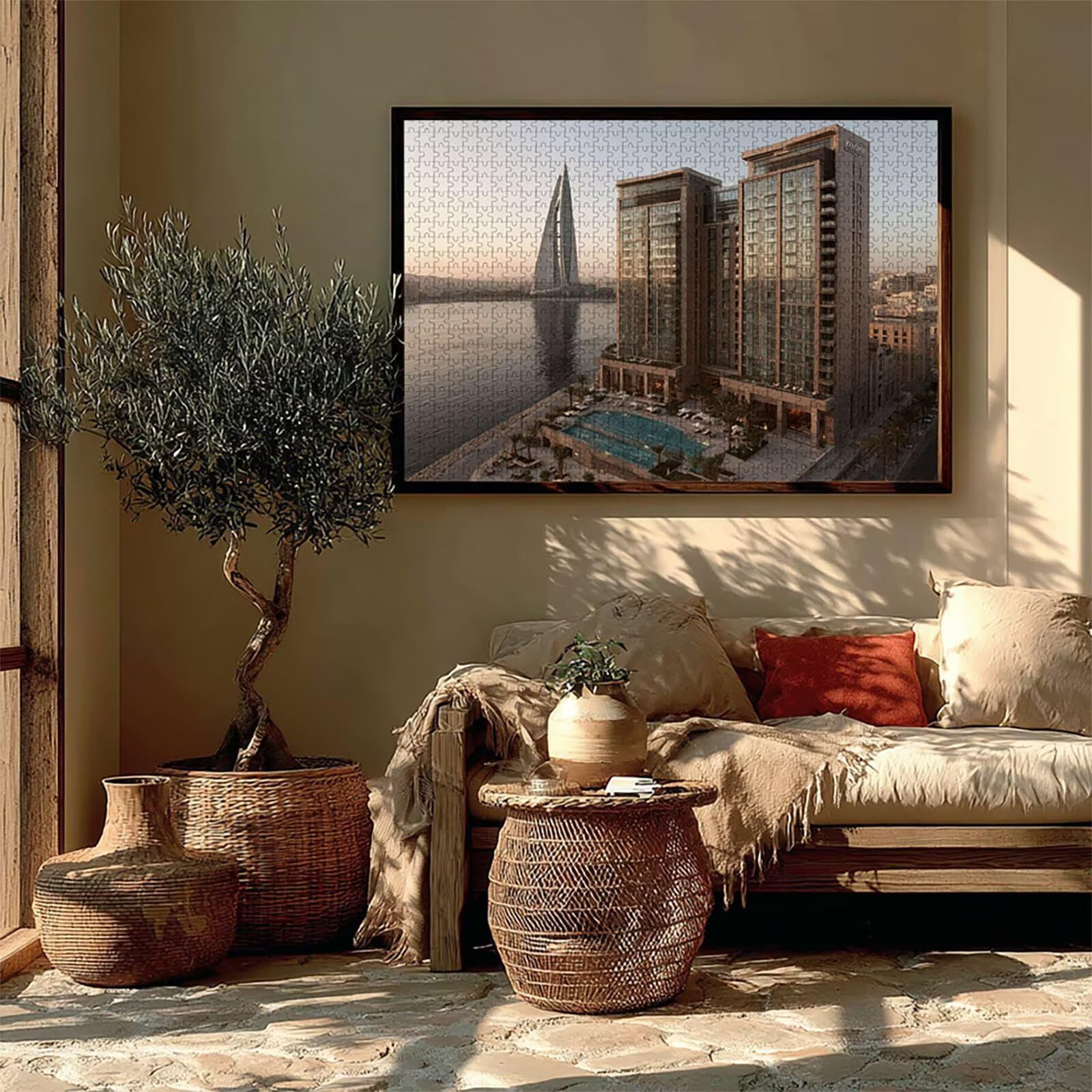 Stadt Puzzle 6000 Teile für Erwachsene, DIY Holzpuzzle 179x105cm, Holzpuzzle Erwachsene für Die Ganze Familie, Groß Deko Puzzles und Geschenke, Clevere Rätsel, Geschenk für Mädchen, (KüSte) N-6421
