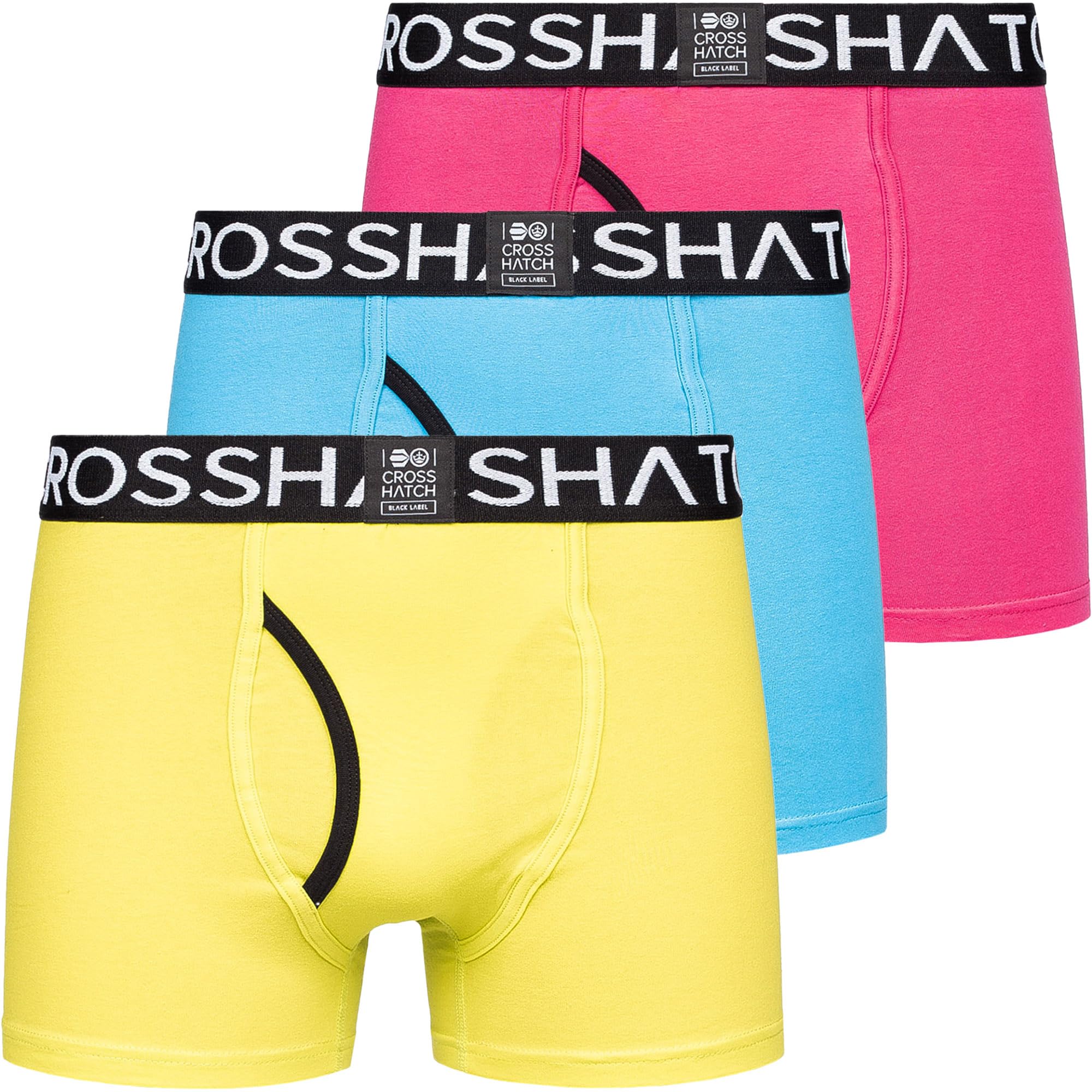 Crosshatch 3 Pack Designer Printed Boxer Trunks Underwear, Trioglow - Bright Pack, L
