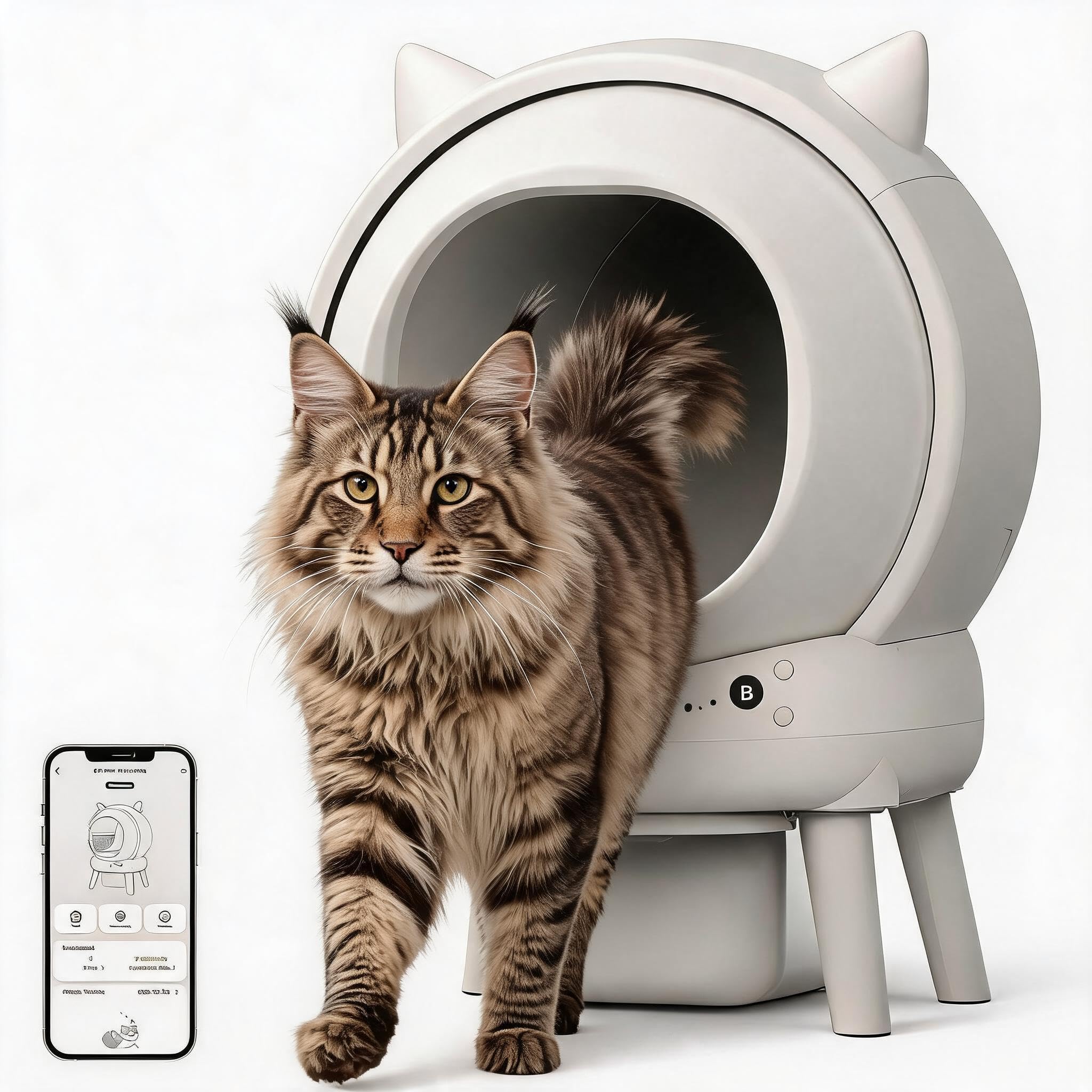 Garvee Lettiera per Gatti Autopulente con Bordi Alti | Lettiera automatica 73L, Controllo da App Wi‑Fi, Antiodori, per Più Gatti di 0,9 kg a 15,4 kg, 9 sensori di sicurezza