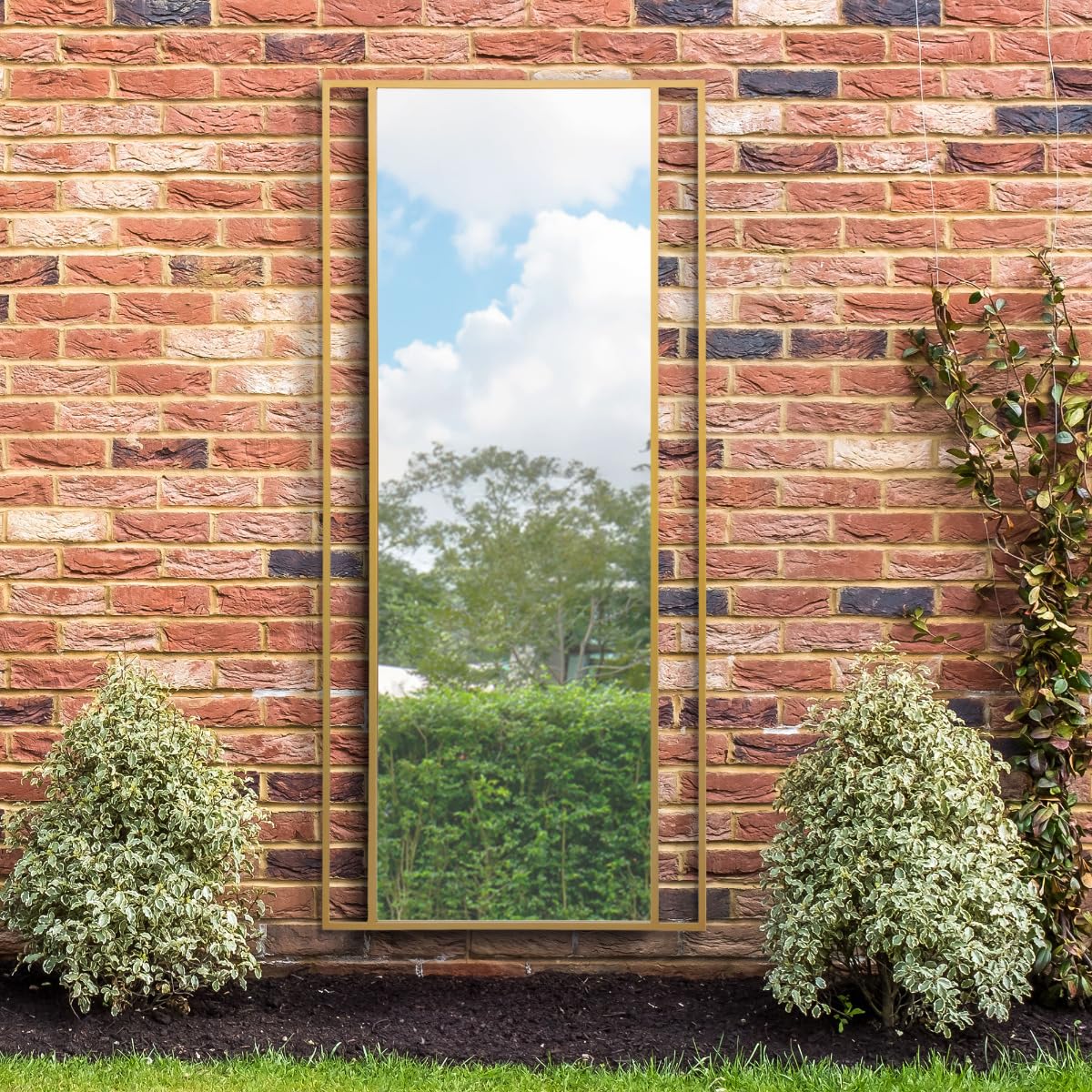 Mirroroutlet The Genestra Gold Modern Wall Leaner Garden Mirror 200 X 90Cm from B&Q