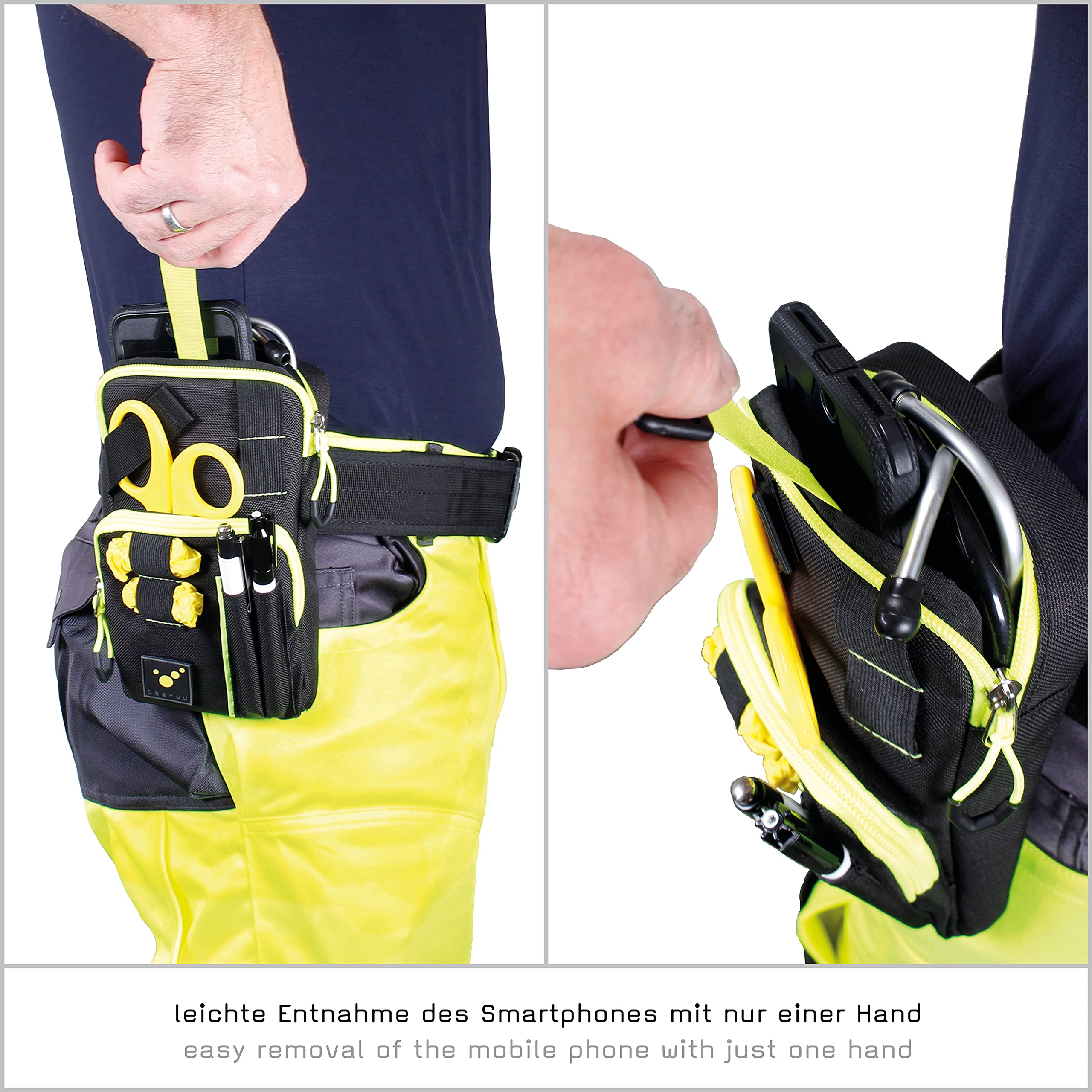 tee-uu Zip Plus Fondina nera | Custodia all-in-one | Servizio o uso domestico | Diverse possibilità di utilizzo | Servizio di soccorso | Vacanze | Scomparto per forbici | Spazio per stetoscopio
