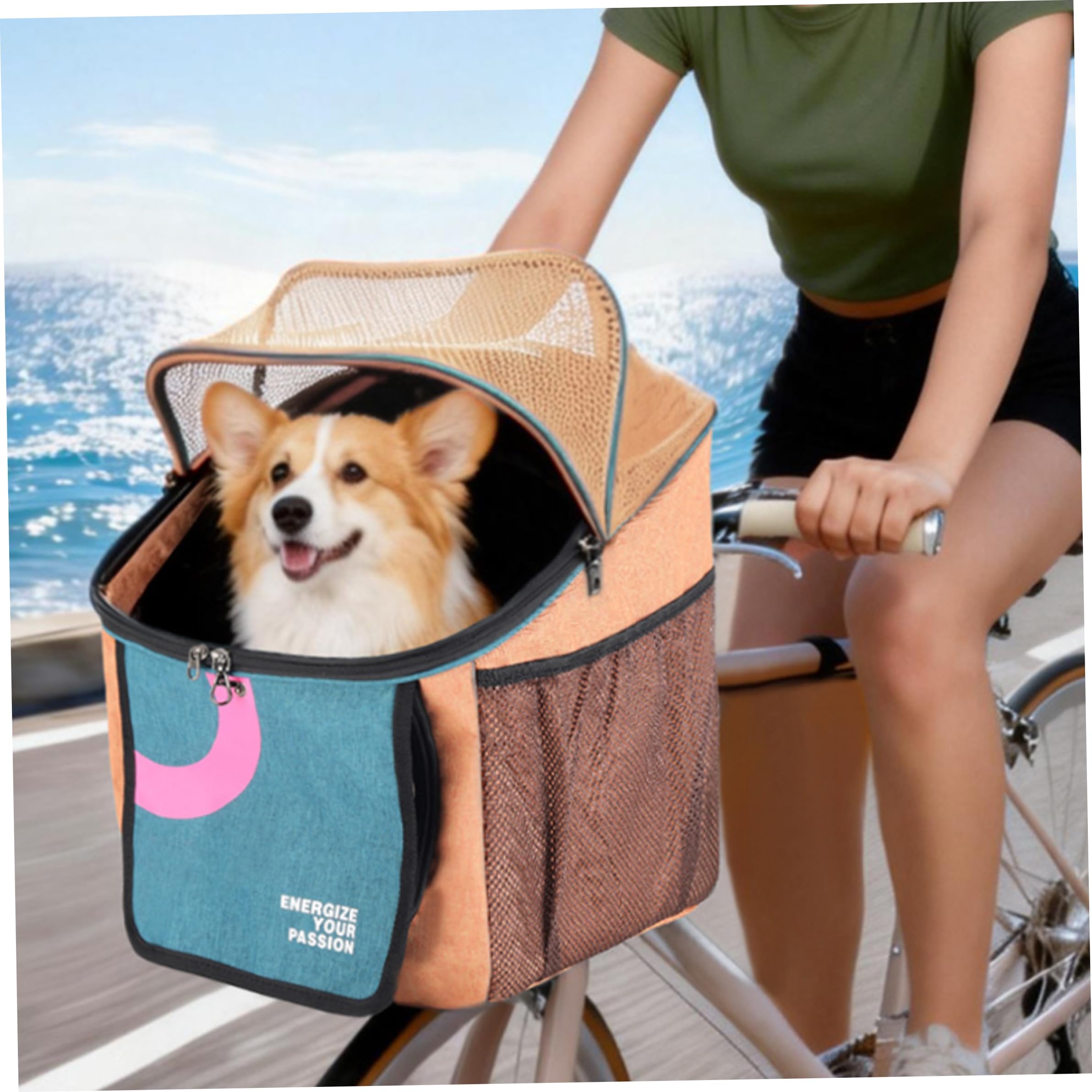 Dog Bike Basket & Pet Carrier, Quick-Release Convertible Cat Carrier for Bikes/E-Bikes Multi-functional as Backpack, Handbag & Bed, Orange, Dog Basket For Bike, Rear