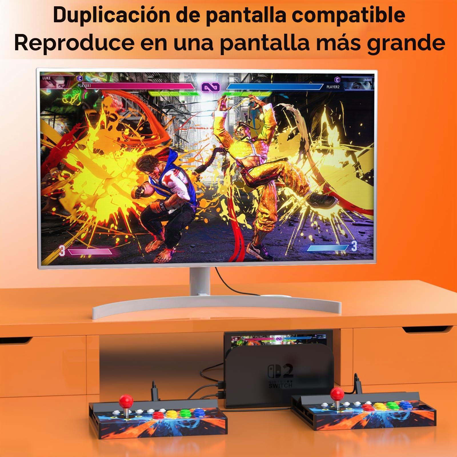Switch Arcade Stick para Nintendo Switch/OLED/Switch 2, máquinas de arcade retro para el hogar y soporte de gabinete de juegos de arcade para Street Fighter-versión de captura de pantalla
