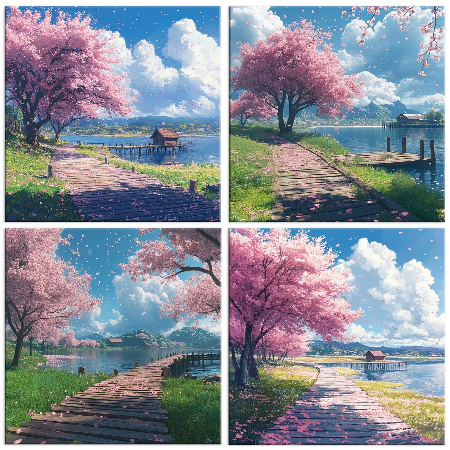 Paisaje de flores de cerezo Pintar Diamantes Kit Adultos 60x60cm f-912