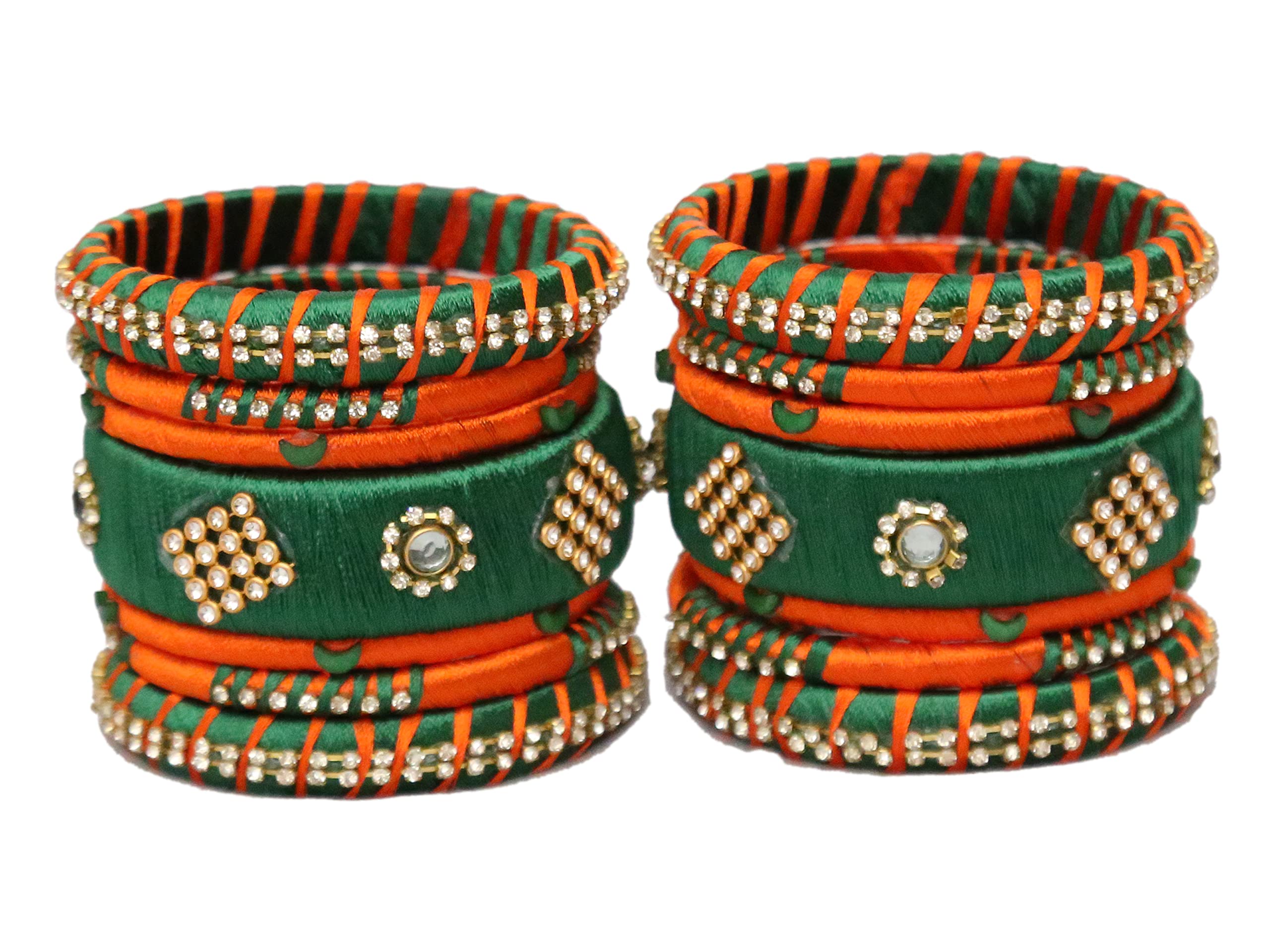 DISHU Handmade Silk Thread Orange And Green Bangles Set Of 14 (B09HM7CM71) Amazon Price History, Amazon Price Tracker