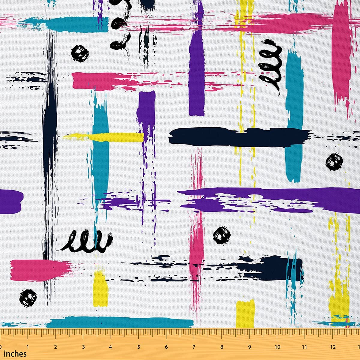 Richhome Multi 4 Colorful Stripes Fabric By The Yard Watercolor Hippie Graffiti Street Art Fabric For Kids Teens Adults Modern Geometric Lines Simple Style Fabric For Room Decor And Diy Upholstery 2 Yards