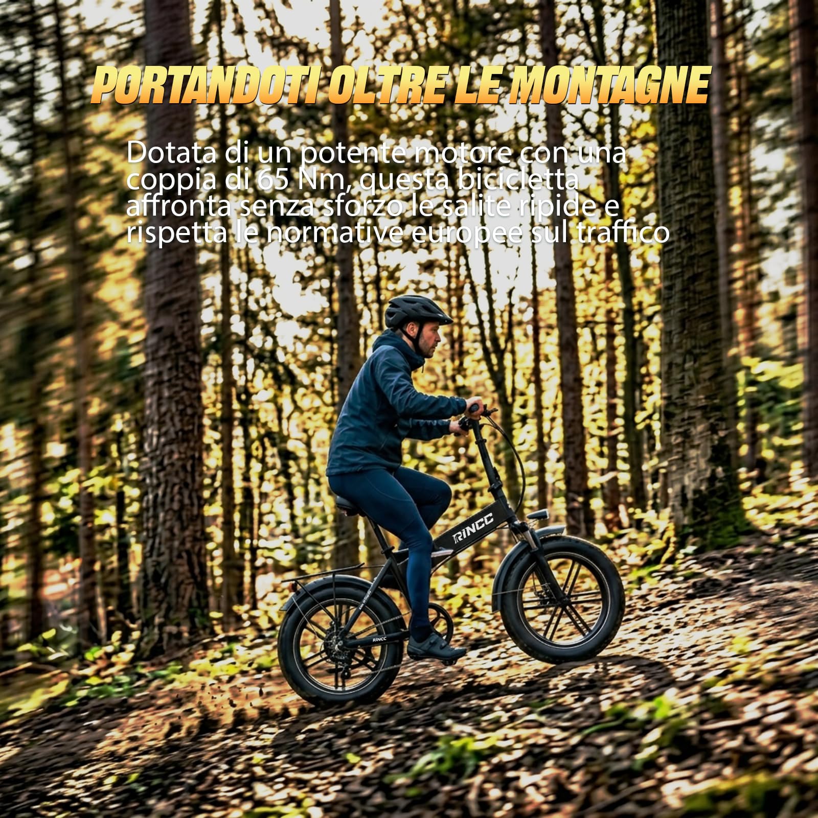 RINCC Bici Elettrica Pieghevole, Ebike da 720Wh 15Ah Batteria | Motore Brushless | Autonomia di 80-100 Km | 20"×4.0" Fat Tire | 7 Velocità | Ruota monoblocco in lega di magnesio R200 (Bianco)
