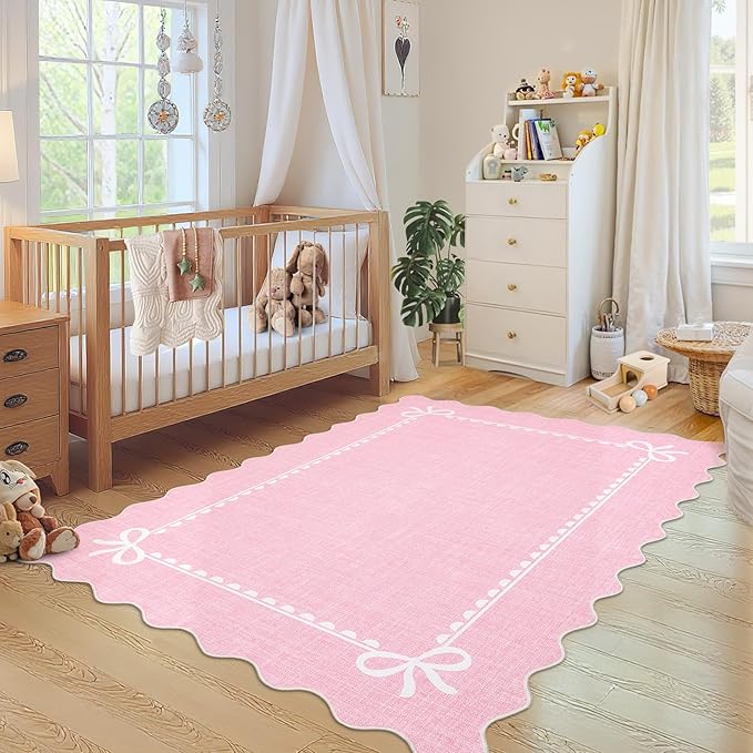 Tapete GarveeHome Rosa Sólido 5x7 Antideslizante Lavable miniatura 3
