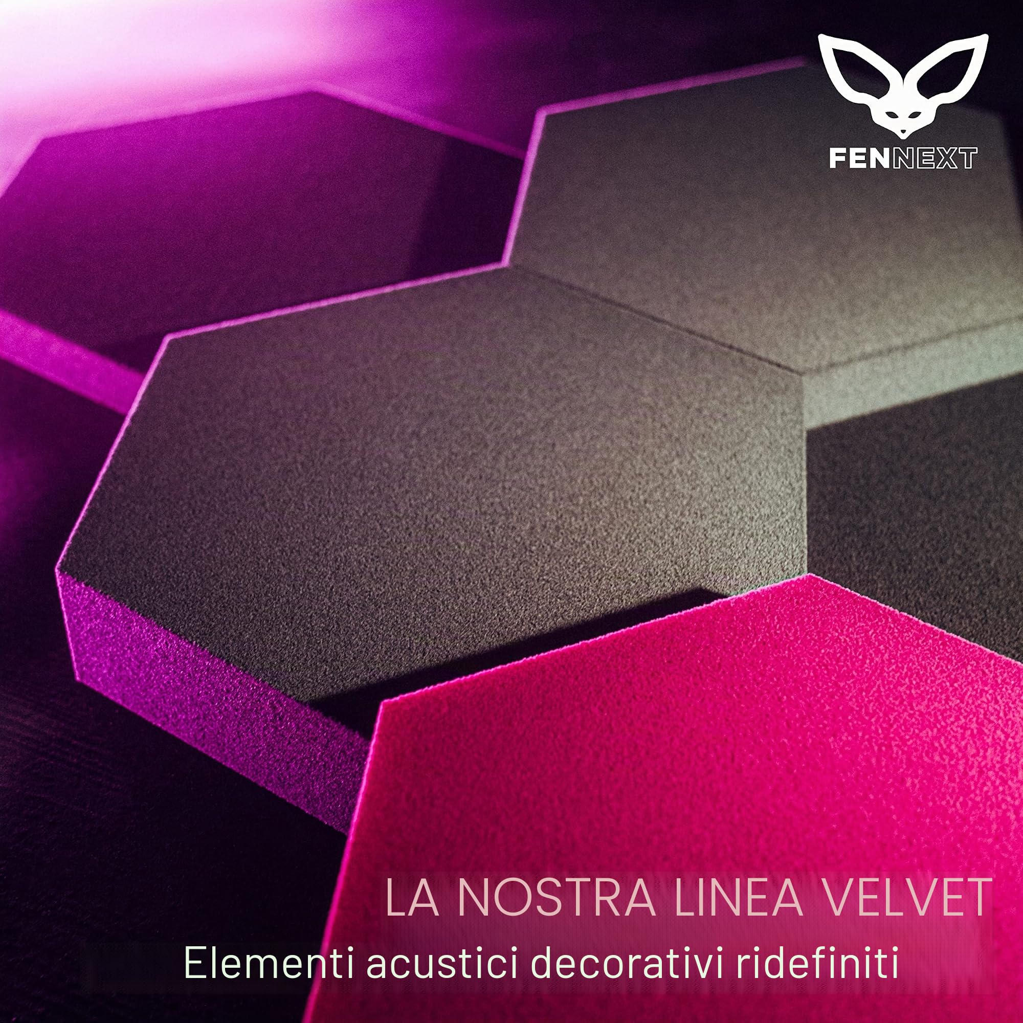 Velvet Pannelli Fonoassorbenti Design – Ottimizzazione del suono e anti riverbero per gaming, YouTube Studio, ufficio, 9x Pannelli decorativi 3D per parete RUBY DARK