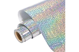 WRAPXPERT Silver Holographic HTV Iron on Silver Heat Transfer Vinyl
