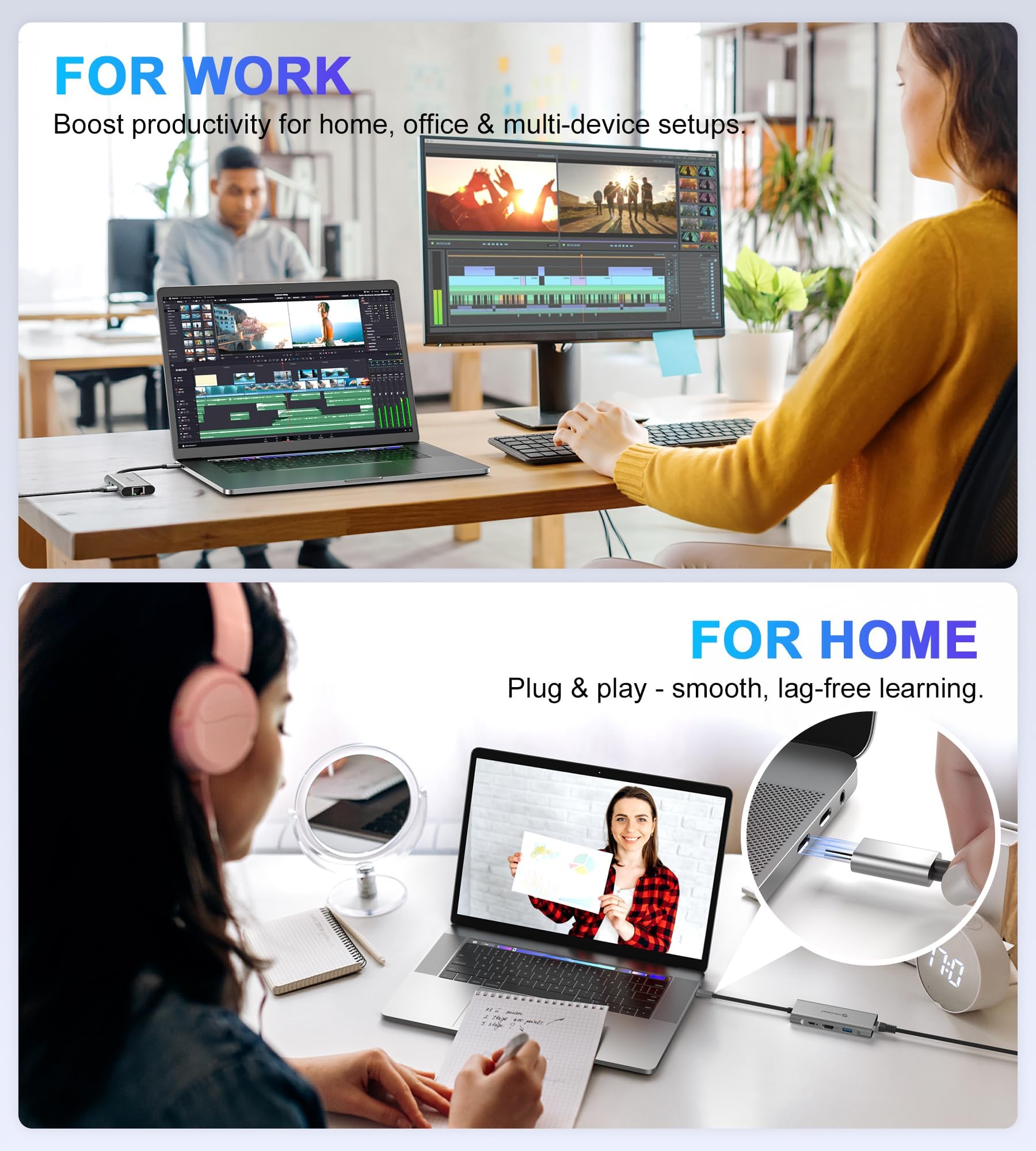 UtechSmart USB C Hub, Ethernet Multiport Adapter 6 in 1 USB C to HDMI Dock — Amazon image 6