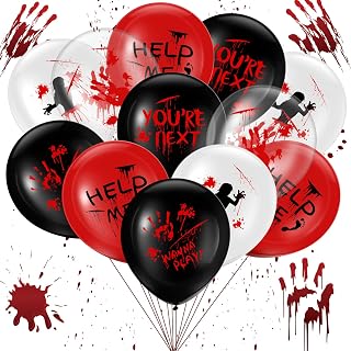 100 Pcs Blood Balloons 12 Inch Splatter Bloody Balloons Handprint Footprint Zombie Latex Balloons Crime Scene Birthday Party Decorations Bloody Horror Balloons Scary Decorations