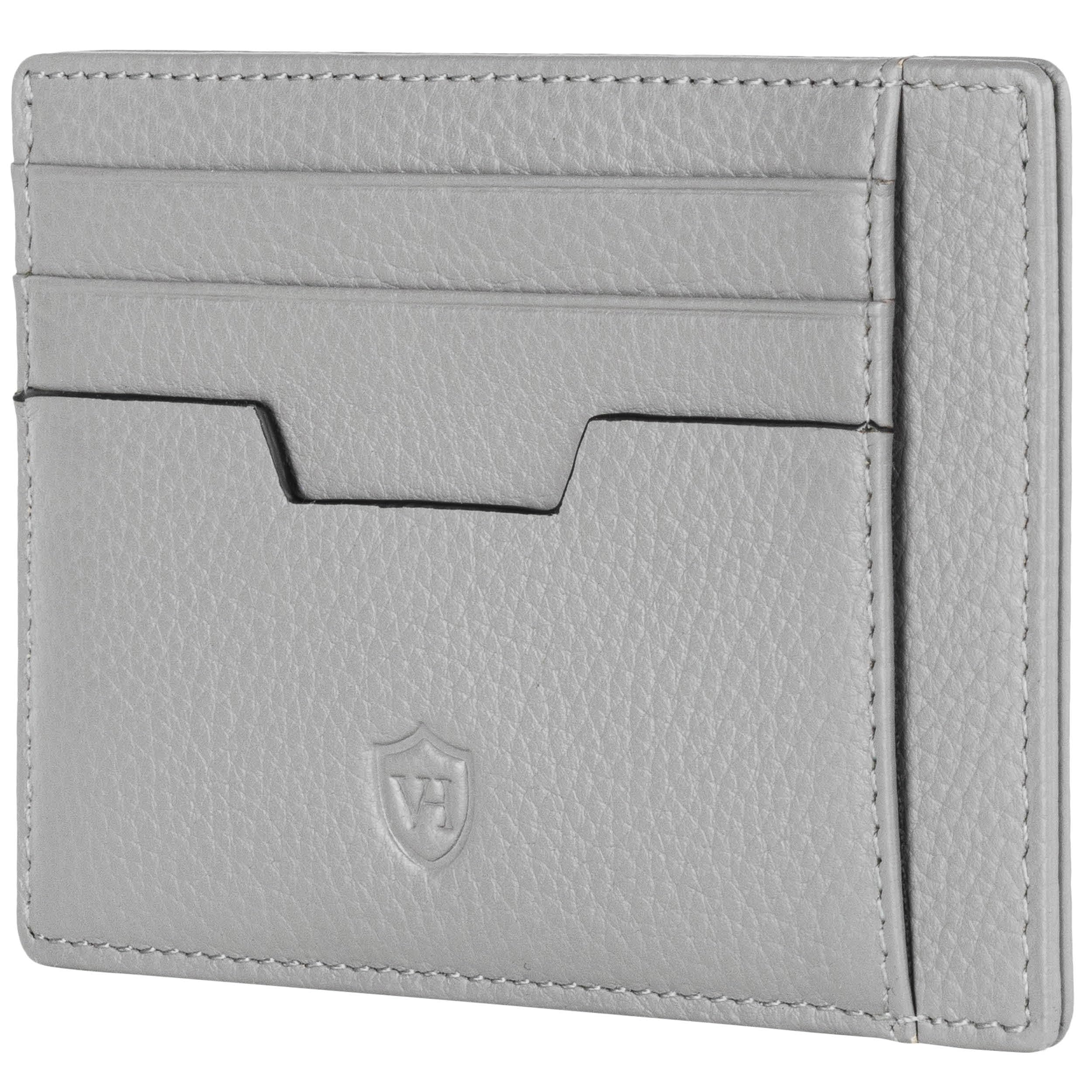 VON HEESEN Echtleder RFID Kartenetui aus Nappa-Leder - 9 Fächer - Querformat Kreditkartenetui für Damen & Herren (Grau)