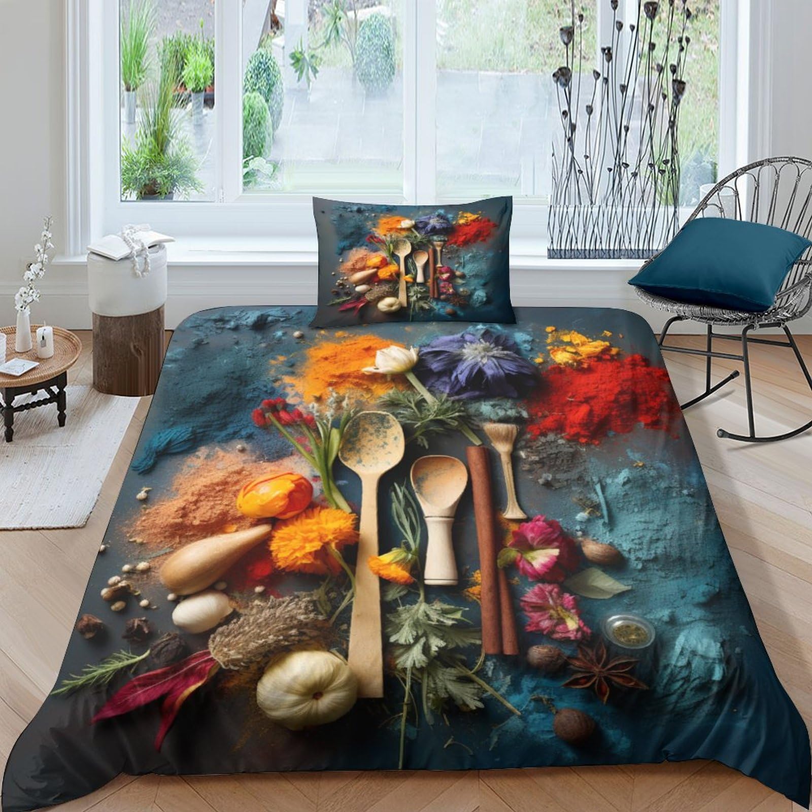 Housse de couette imprimée cuisine colorée pour une chambre d'enfant dynamique