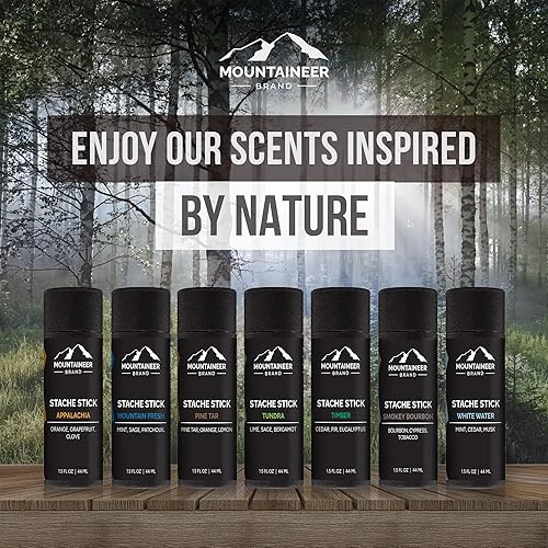 Miniatura 9 de Mountaineer Stache Stick  Cera firme para bigote para hombres  Cera transparente para bigote y barba  Fuerte sujeción sin peso añadido  Aroma