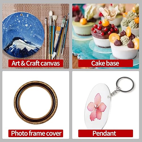 Miniatura 4 de 50 piezas de círculo acrílico transparente con agujero, 2.953 x 0.059 in, adornos acrílicos transparentes, hojas redondas de 3 pulgadas para