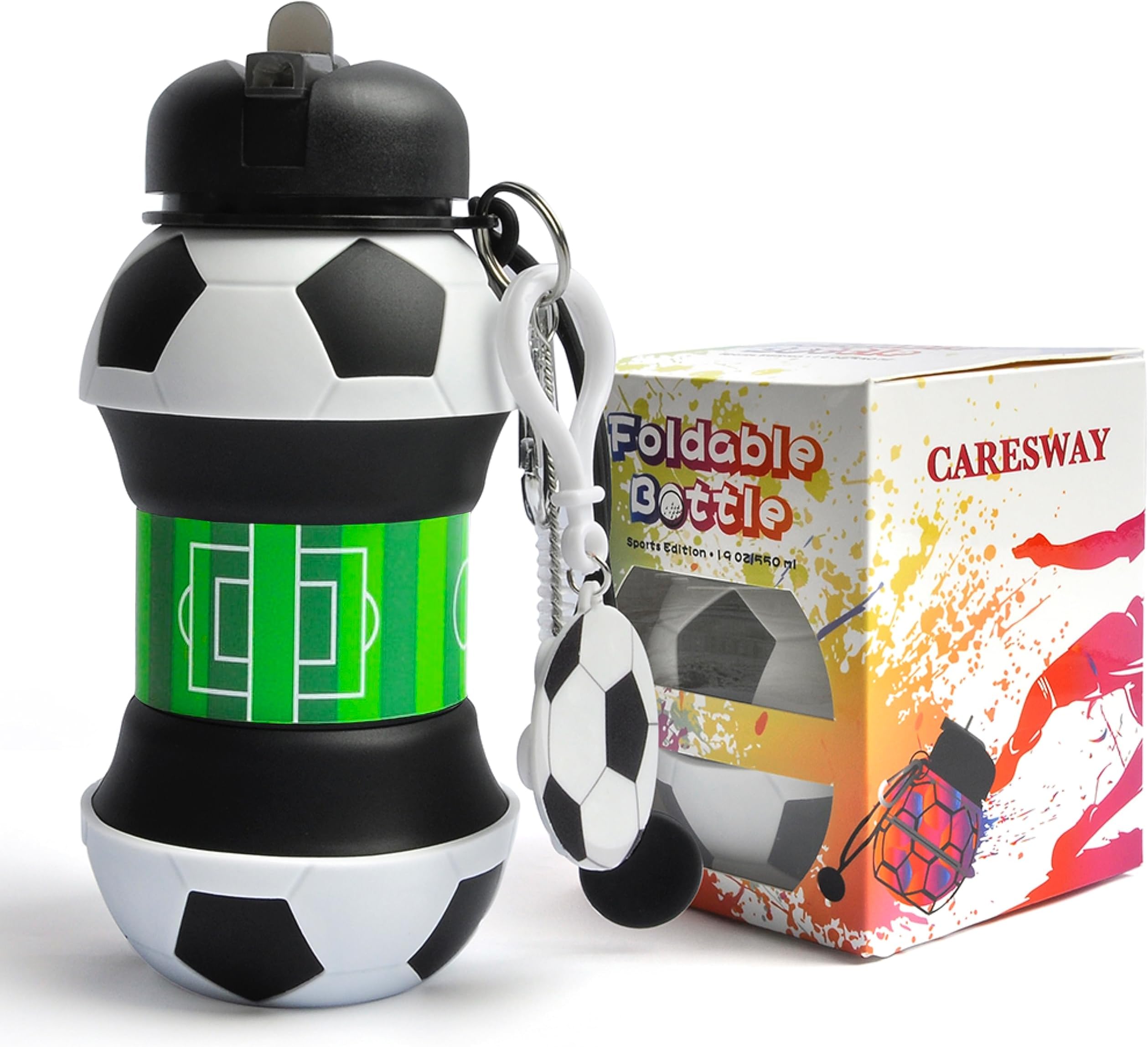 Football Water Bottle for Boys and Girls - Football Gifts for Boys and Girls - Collapsible Bottle for Children Drinks