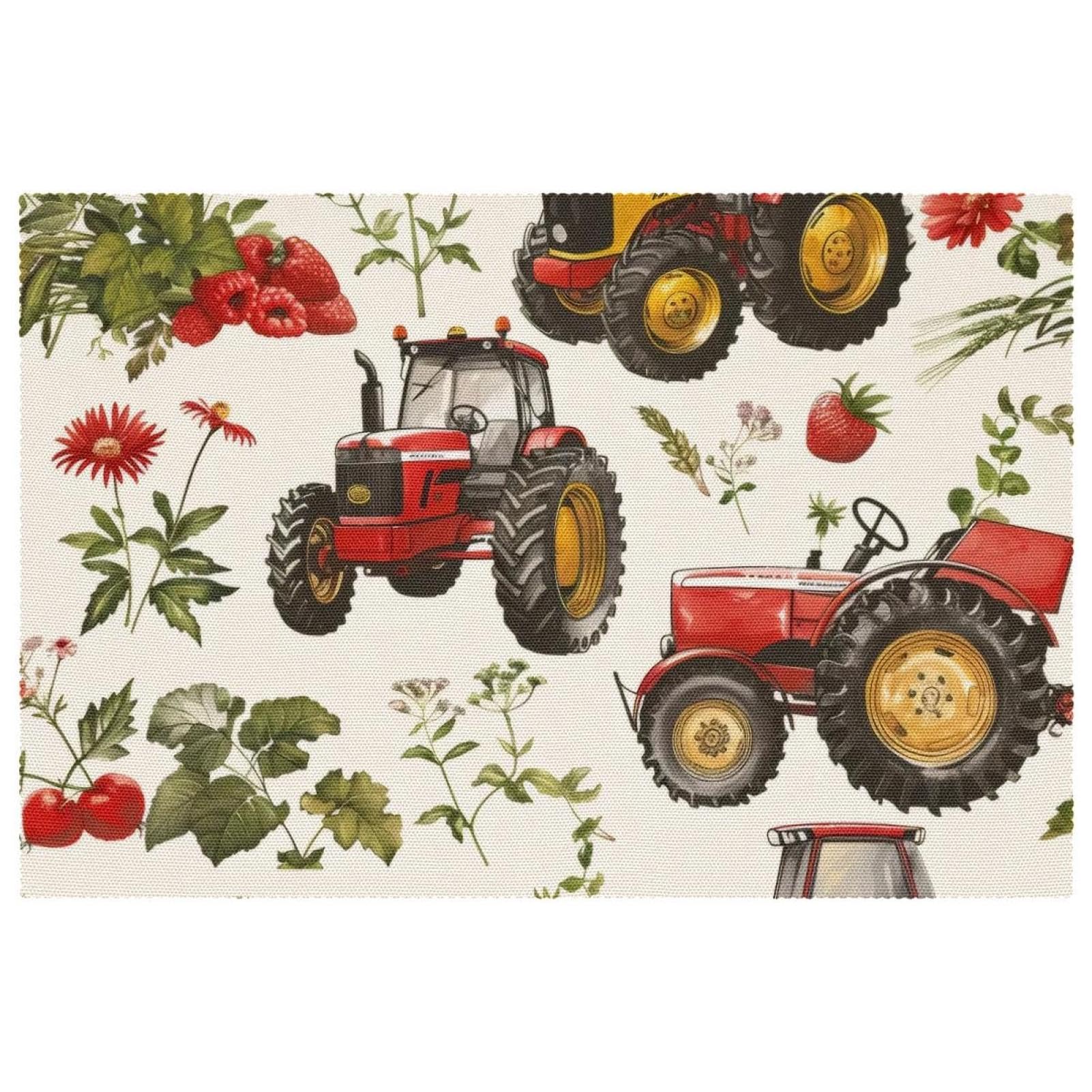 Sets de table tracteurs et fraises lot de 6 pièces antidérapants 30x45 cm