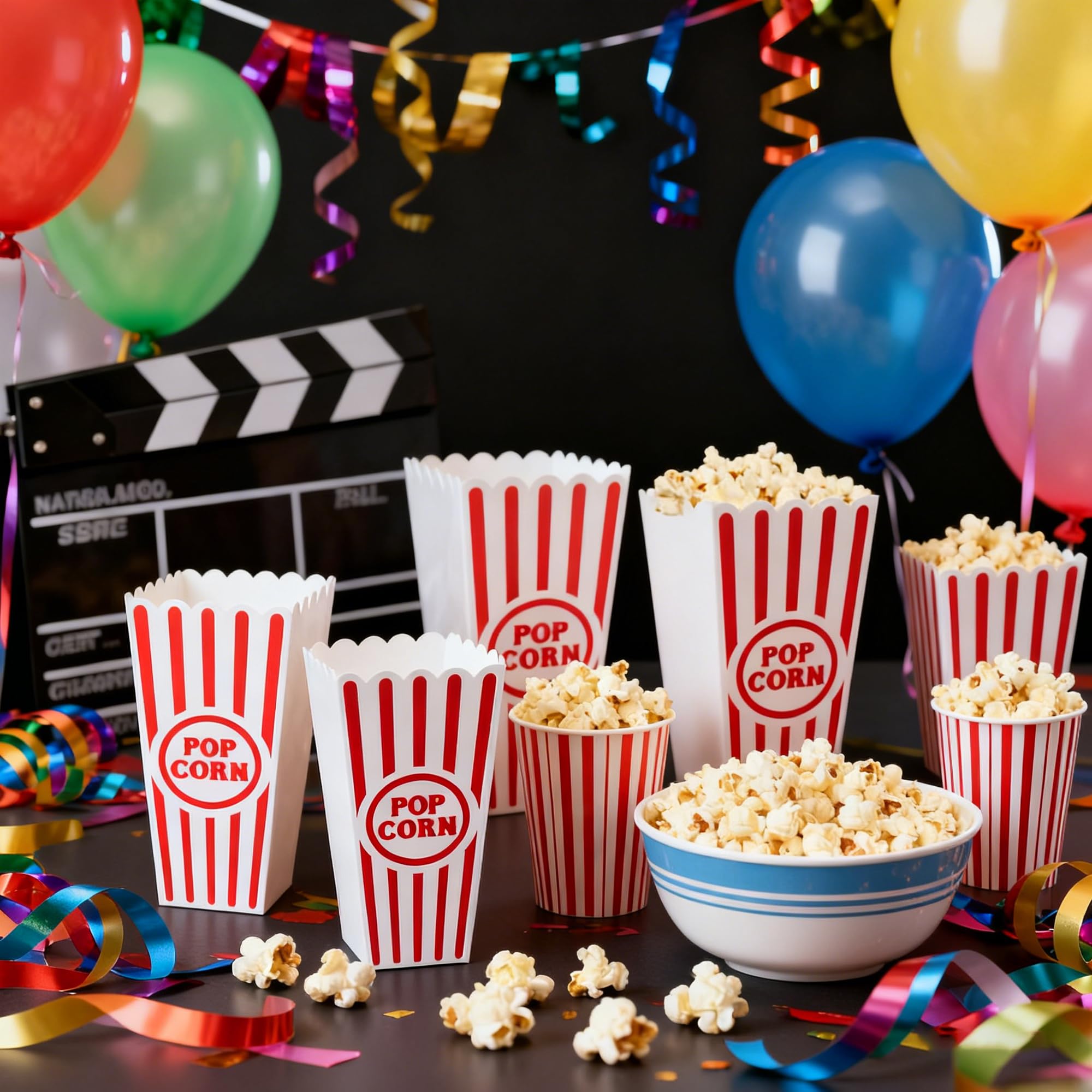 Amazon｜[目新しさの場所]映画の夜のためのプラスチックの赤と白の縞