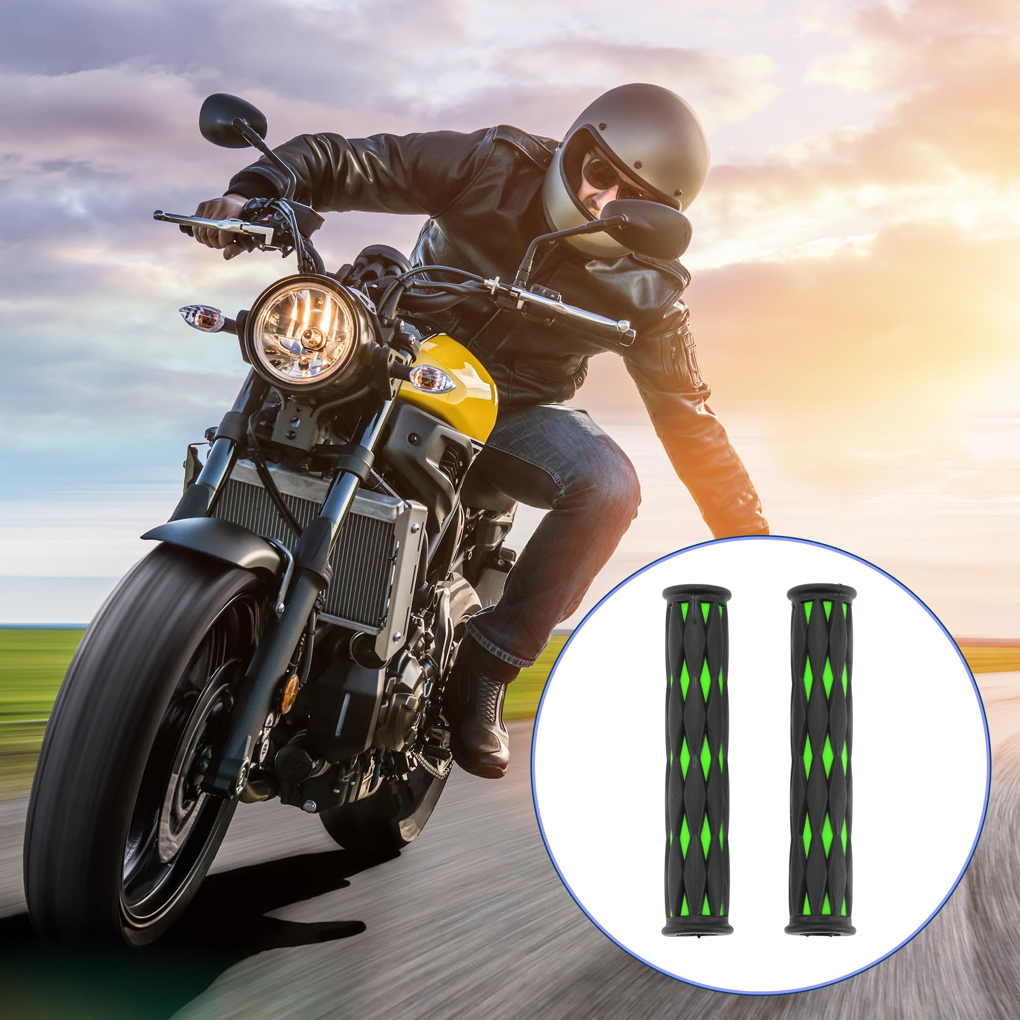1/2" 12mm Copertura Leva Freno Universale per Moto Manopola Antiscivolo in Gomma per Moto Scooter Bicicletta Bici Nero Verde 1 Coppia