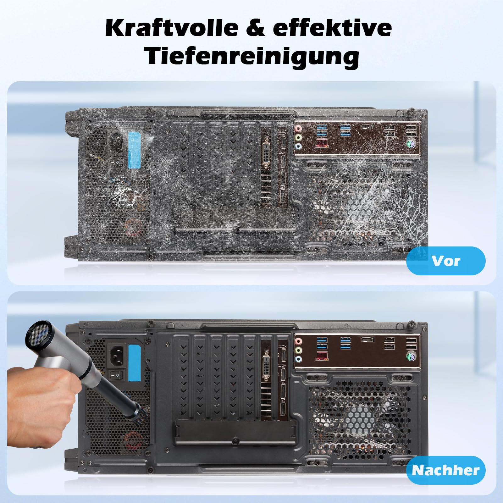 KUKIHO Eektrische Staubgebläse, 110.000 U/min Handgehaltenes Druckluftspray, All-in-One-Funktion zum Blasen und Pumpen, PC Reinigungsset,Thermo schneefräse Gebläse Akku Druckluft Kompressor
