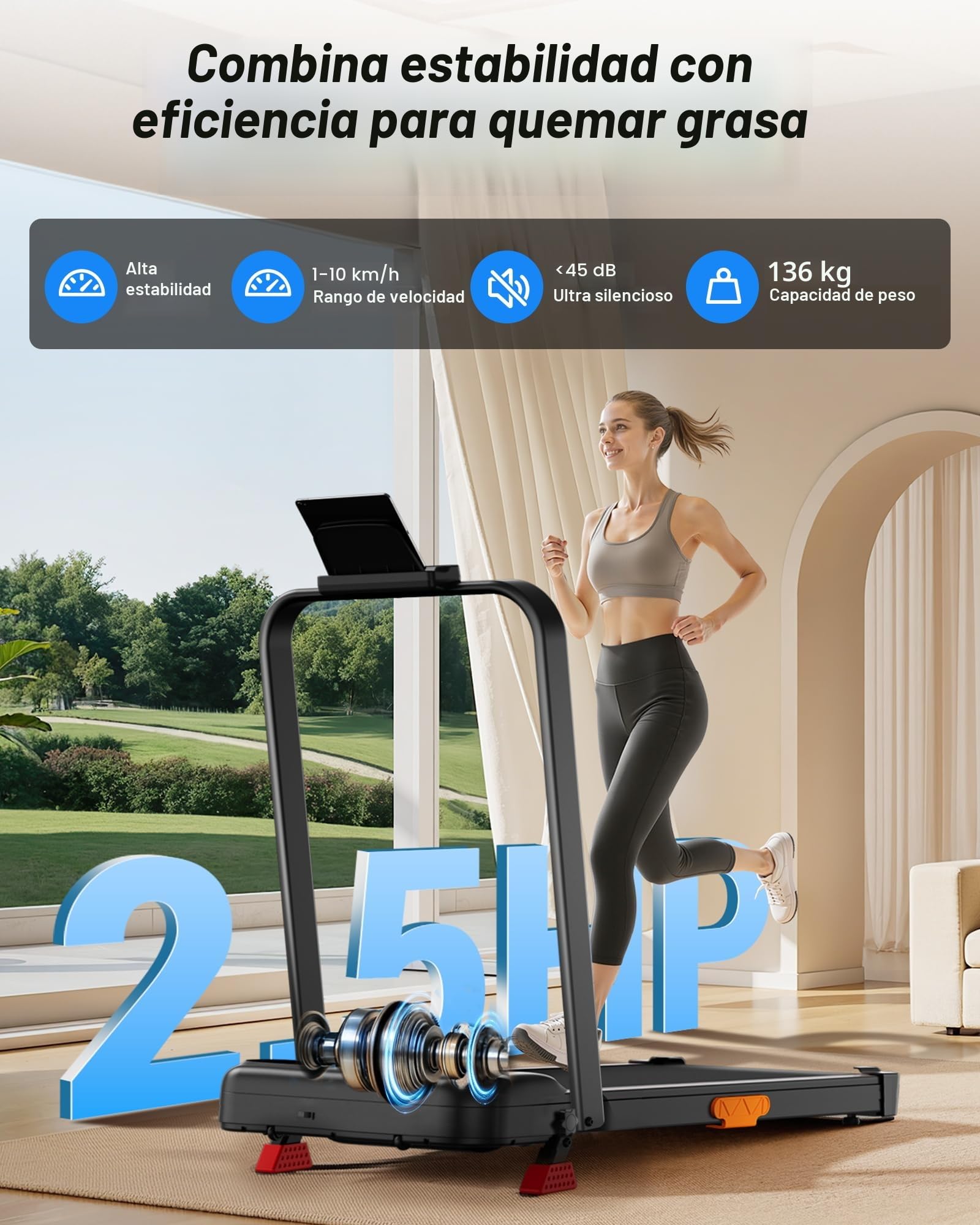 UMAY Cinta de Correr para Casa Plegable con Inclinación 15%,8-10KM/H