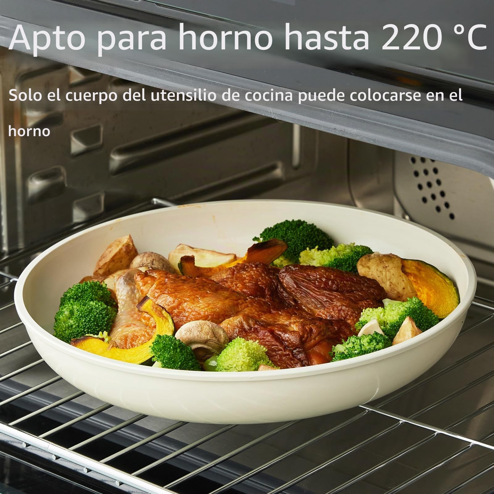 Juego de sartenes de cerámica, 9 piezas, ollas y sartenes no tóxicas, antiadherente, sartén de camping con tapa y asas extraíbles, apta para inducción y horno, apilable, color rosa